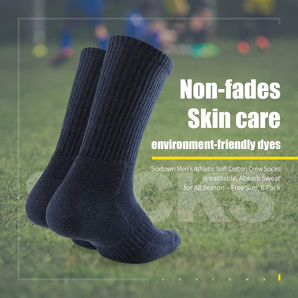 SOX TOWN Unisex Cushioned Crew Training Athletic Socks Men & Women with Combed Cotton Moisture Wicking Breathable Performance - Image 3