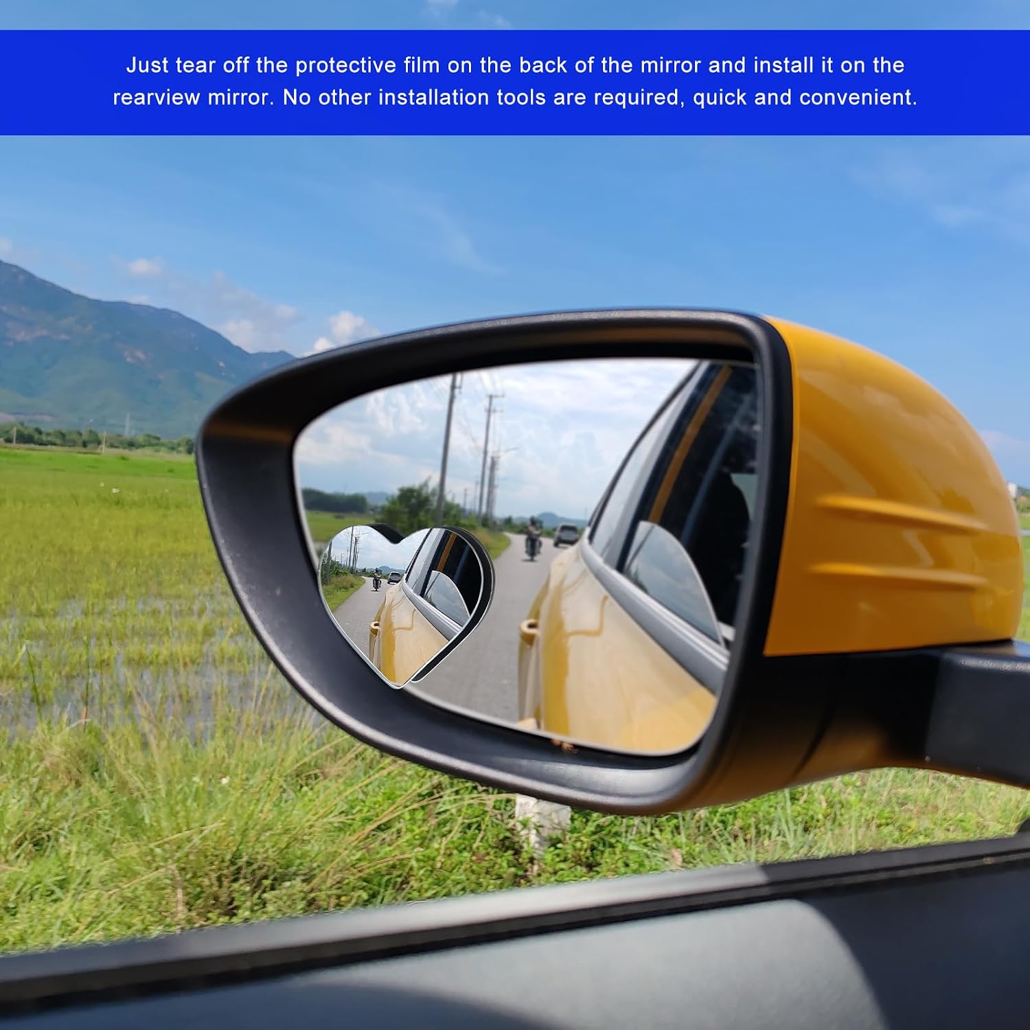 2 PCS Heart Shaped Blind Spot Mirror, Frameless Auto Side Rear View Blindspot Mirrors with Adjustable Stick, Wide Angle HD Glass Rear View Convex Mirror for Cars Trucks SUVs