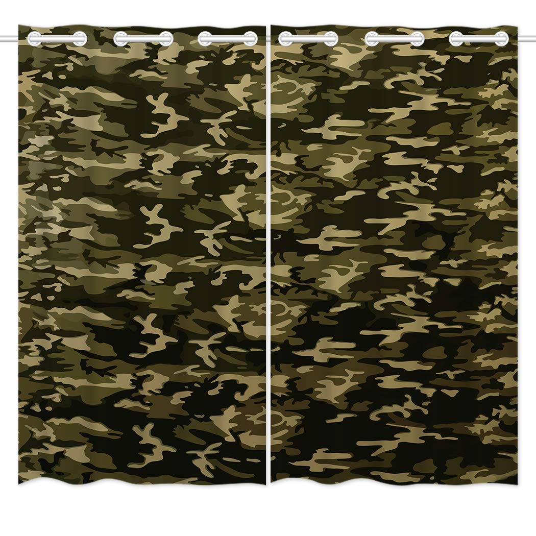 HommomH54 x 84 inch Curtains (2 Panel) Grommet Top Darkening Blackout Room Camouflage Camo