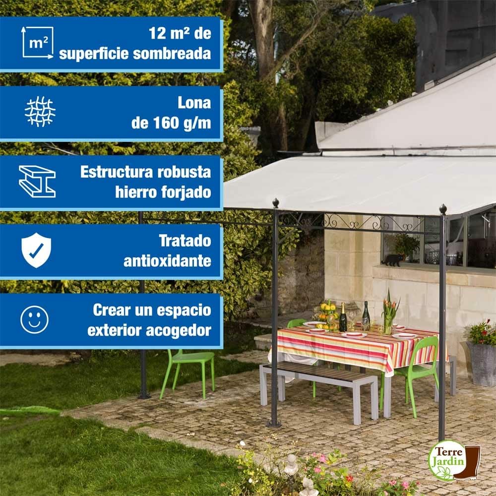Tonnelle adossée Beige 4 x 3 m Noir