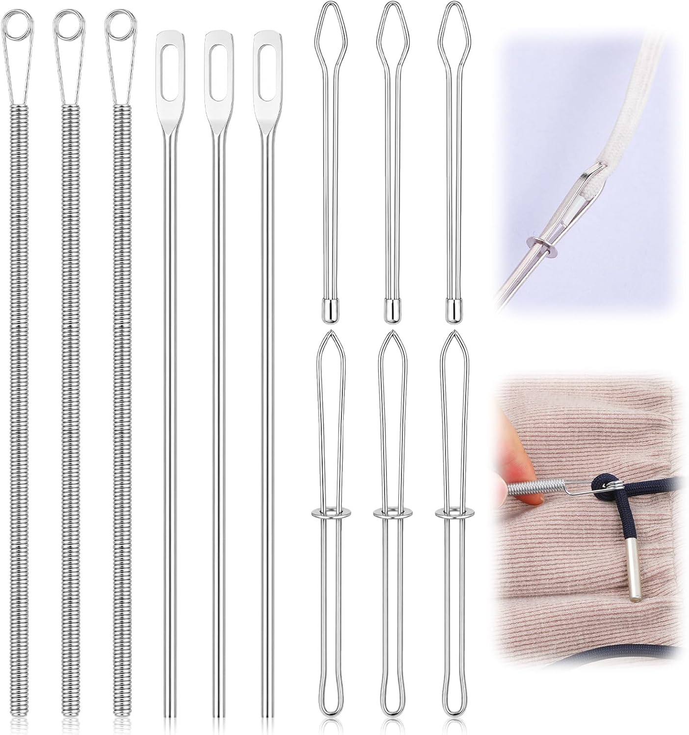 Gemoioio 12PCS Drawstring Threader Tool, Needle Threader Set for Sewing