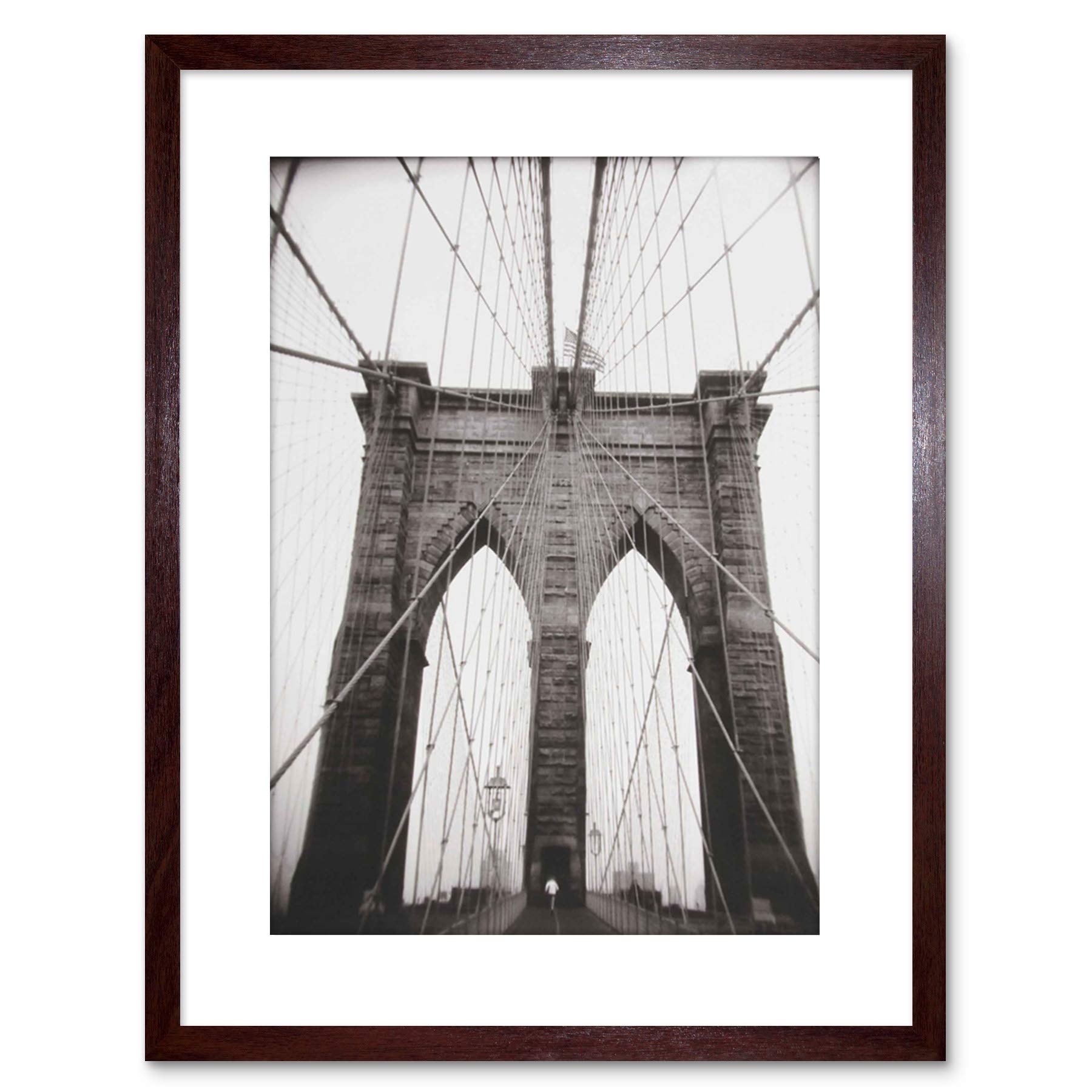 Wee Blue Coo B&W Ray Henders Brooklyn Bridge Framed Wall Art Print