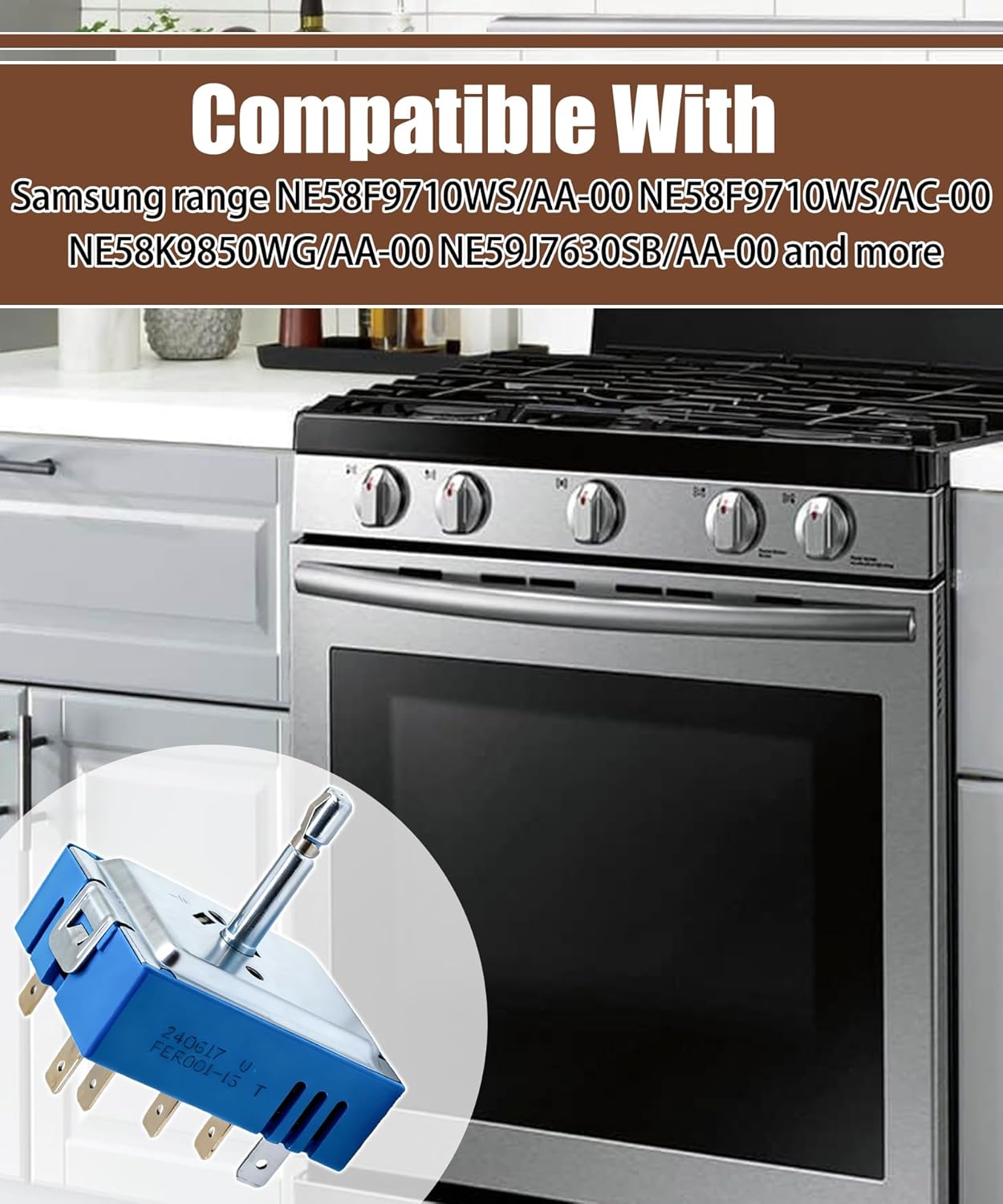 DG44-01007B Range Surface Element Control Switch Compatible with Samsung Range Replaces DG44-01007A PER001-03, PER001-13 T, 4929395, AP6003098, PS11735755, EAP11735755 ADN More