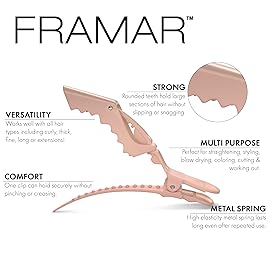 FRAMAR Neutral Alligator Clips For Hair Styling 10 Pack - Professional Alligator Hair Clips For Women, Hair Clip For Women, Salon Hair Clips For Styling - Firm Hold Without Slipping