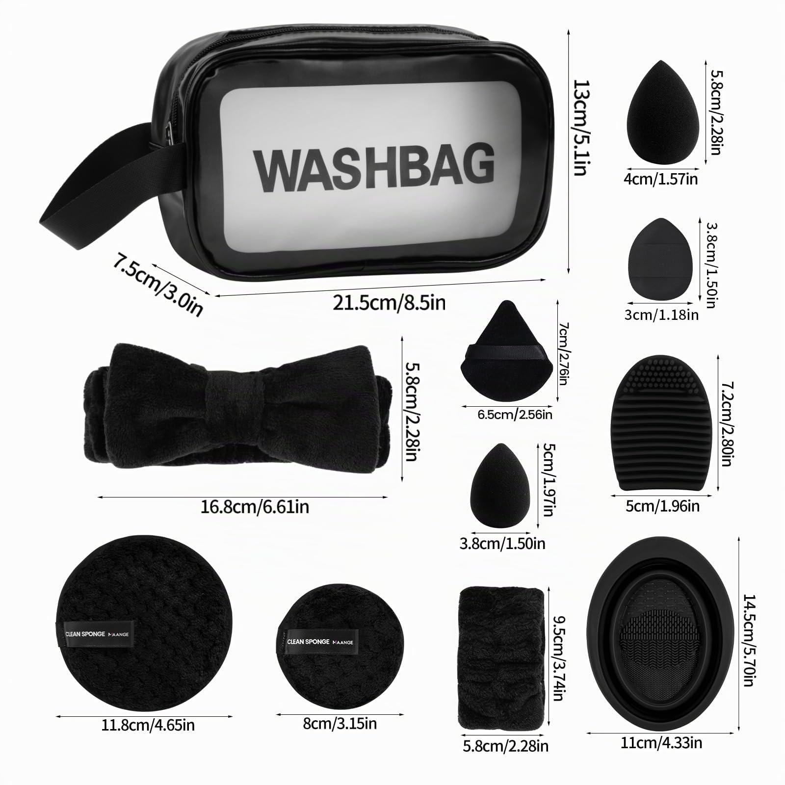 Pinselset Makeup MAANGE 54-teiliges Make up Pinsel Set, hochwertige synthetische Make-up-Pinsel, multifunktionales Schminkpinsel Set für Frauen und Mädchen (Schwarz, 54-teilig)