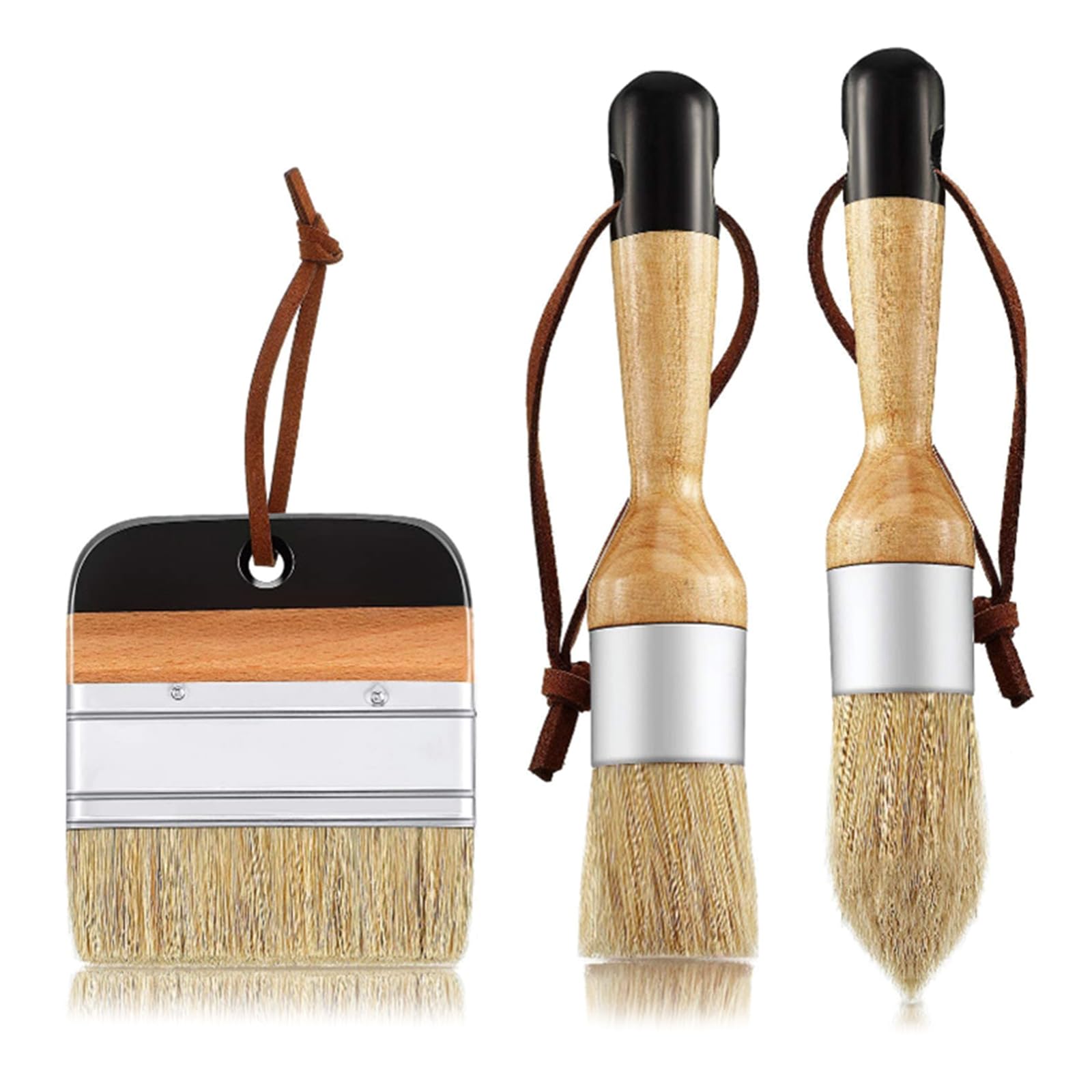 Jazuaiao Hair Brushes for Painting (Set of 3) Natural Bristle for Artistic Expression for Oil Painting Hair Brushes for Women Bristle