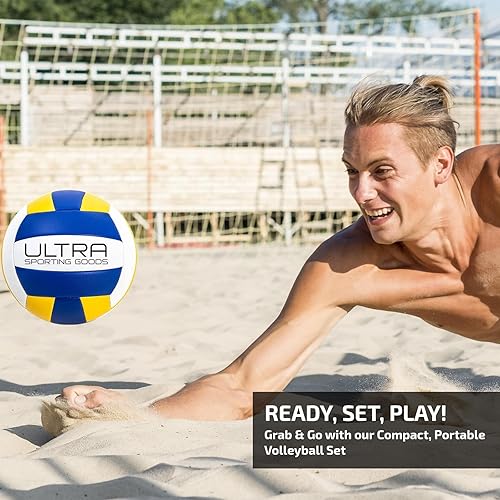 Miniatura 4 de Volleyball Net for Backyard, Beach, Home, Includes 32x3 Ft Regulation Size Net, 8.5-Inch PU Volleyball, Carrying Bag, Boundary Lines, Steel Poles &