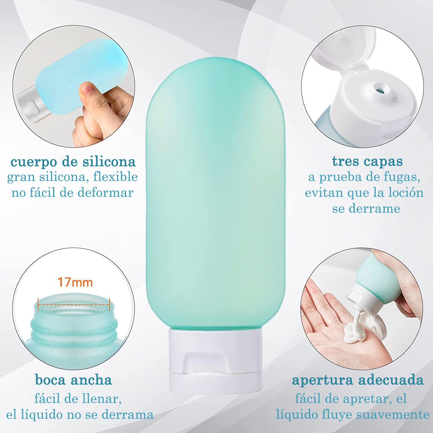 ANNIEMOOM 11 Travel Bottles, Travel Bottles Set Leak Proof Travel Containers for Shampoo, Lotion, Sun Cream, TSA Approved Travel Accessories, Refillable, Reusable, White, rechargeable 1