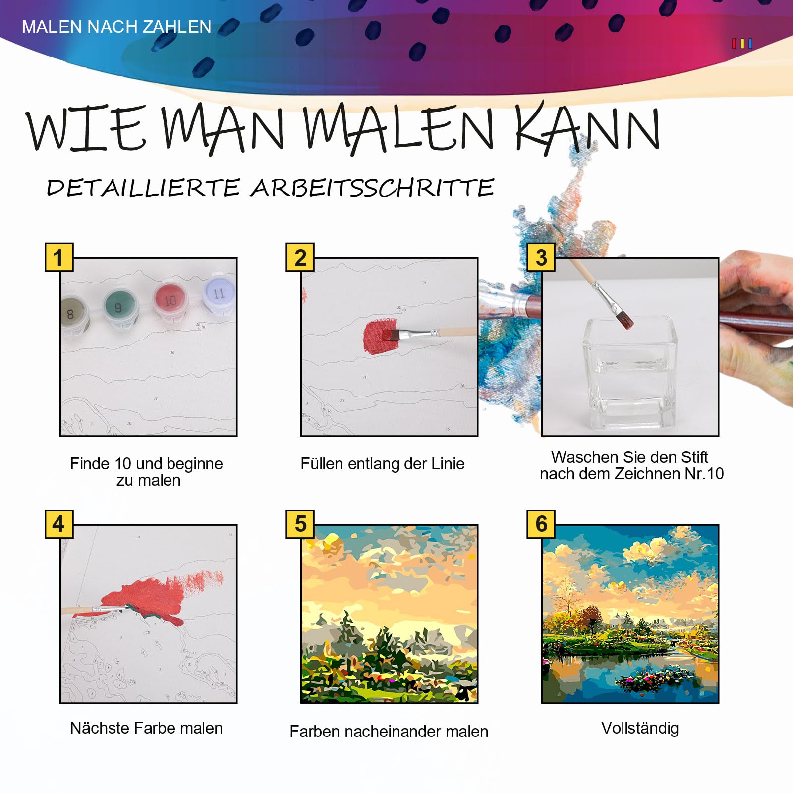 Kit De Pintura Por Números Para Adultos, Paisaje 90x40 Cm Con Pinturas Y Pinceles