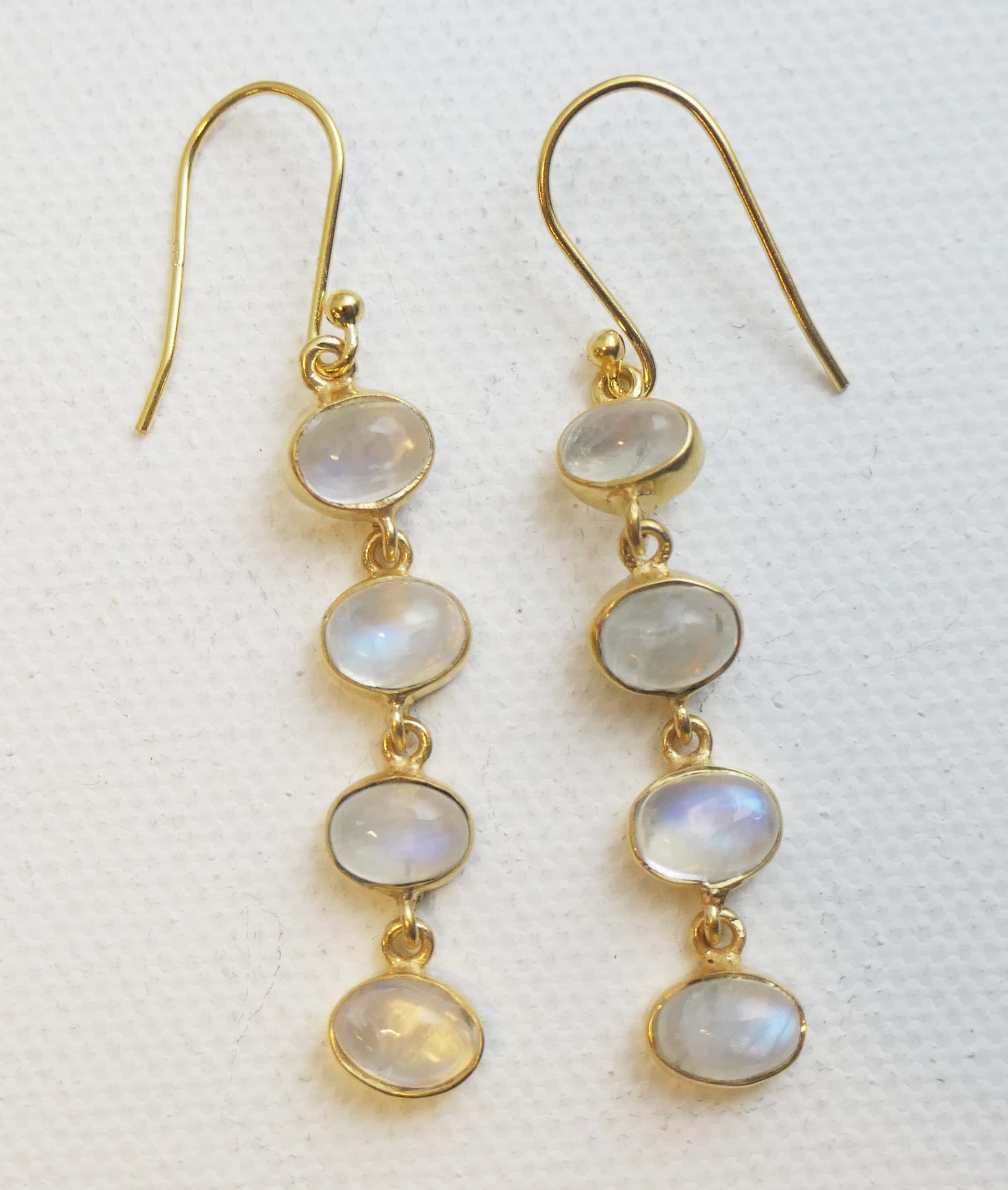 Pendientes de Plata 925 con Baño de Oro Piedra Luna