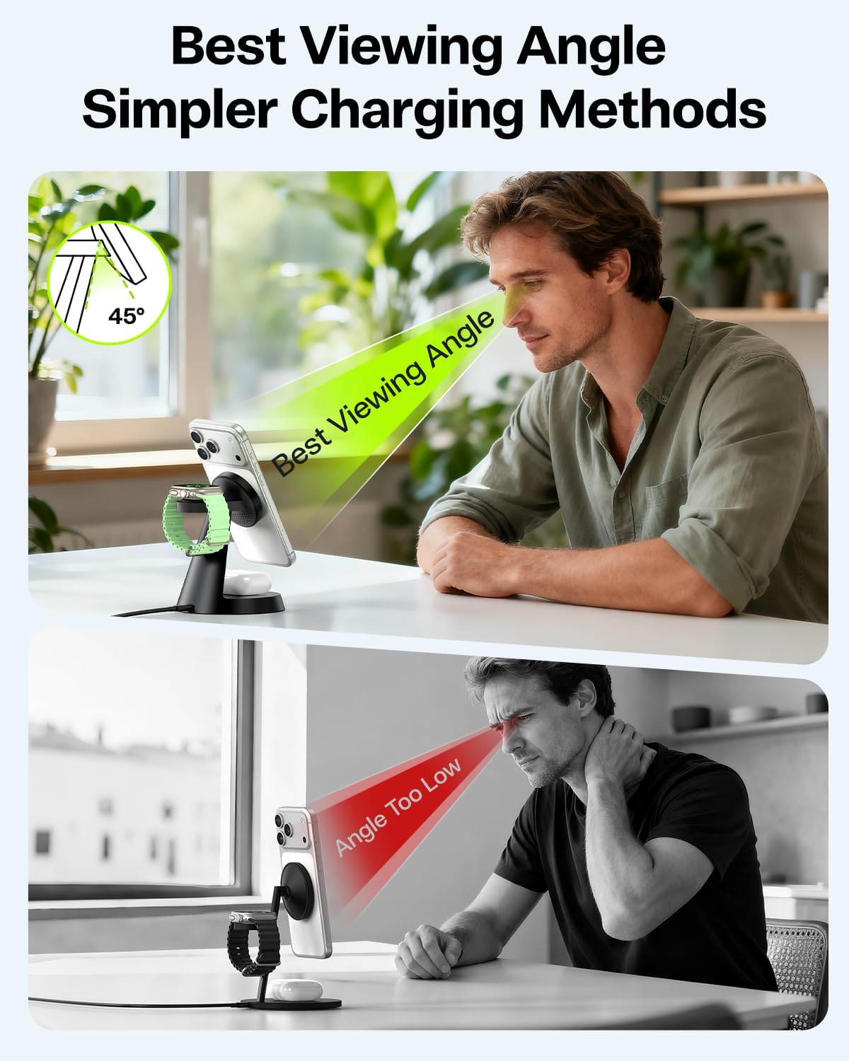 25W Fast Charging Station Designed for MagSafe Charger for iPhone 17 16/S26 Ultra, 3 in 1 Magnetic Wireless Charging Stand with 45W Adapter for iWatch & Earbuds, Charger Dock with Heat Dissipation