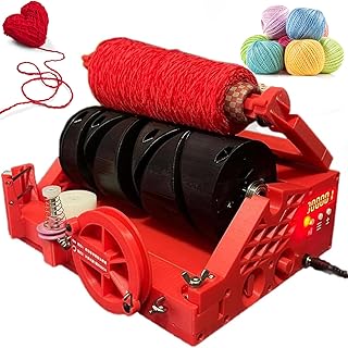 Elektrische Garnwickelmaschine, Automatische Garnwickelmaschine, Maximale Messung 20000 Meter, Integrierter Längenmesser, Automatische Pausenfunktion, 6-stellige Digitalanzeige, Garnspinner red