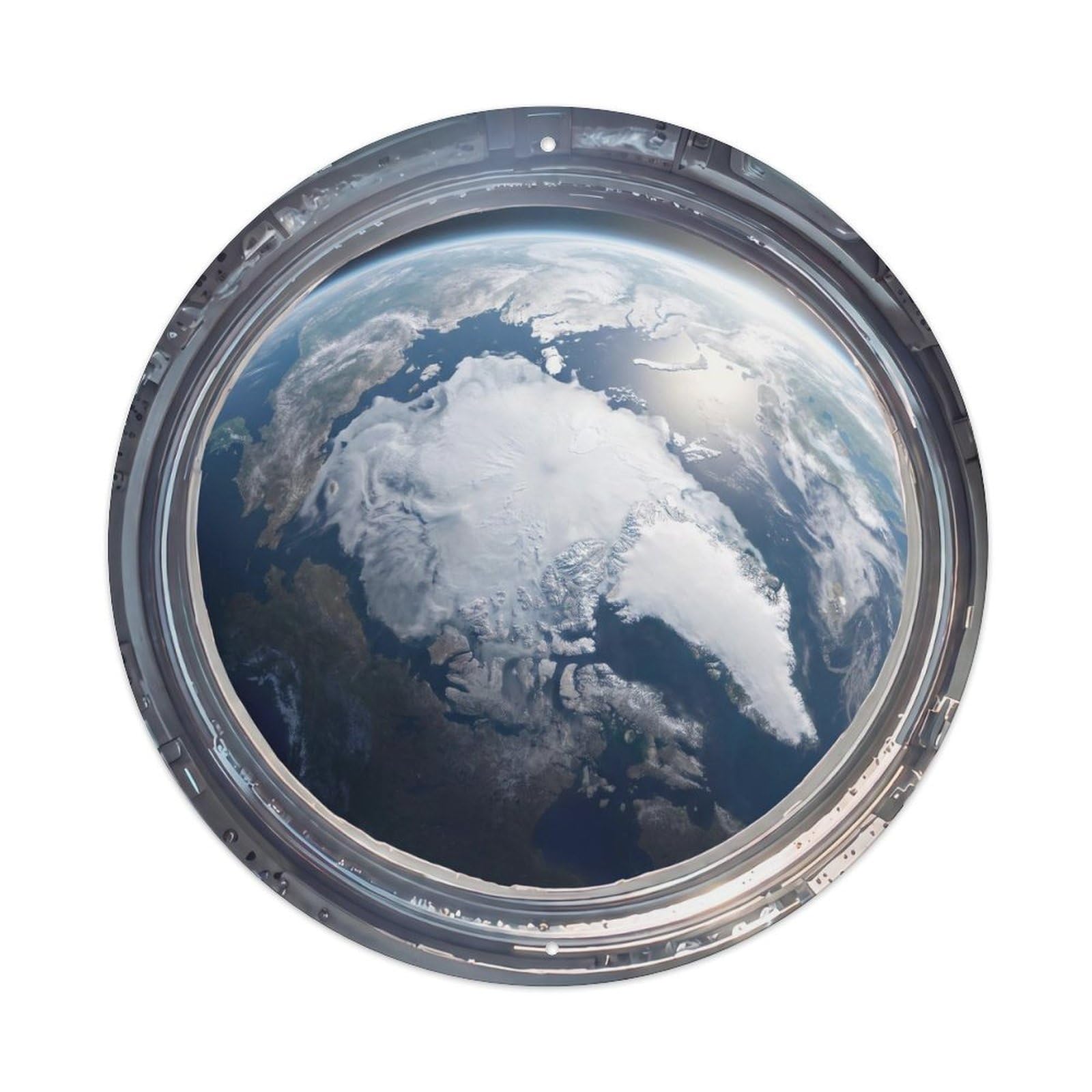 Earth North Pole Ice from Space Station Porthole Metal Tin Sign