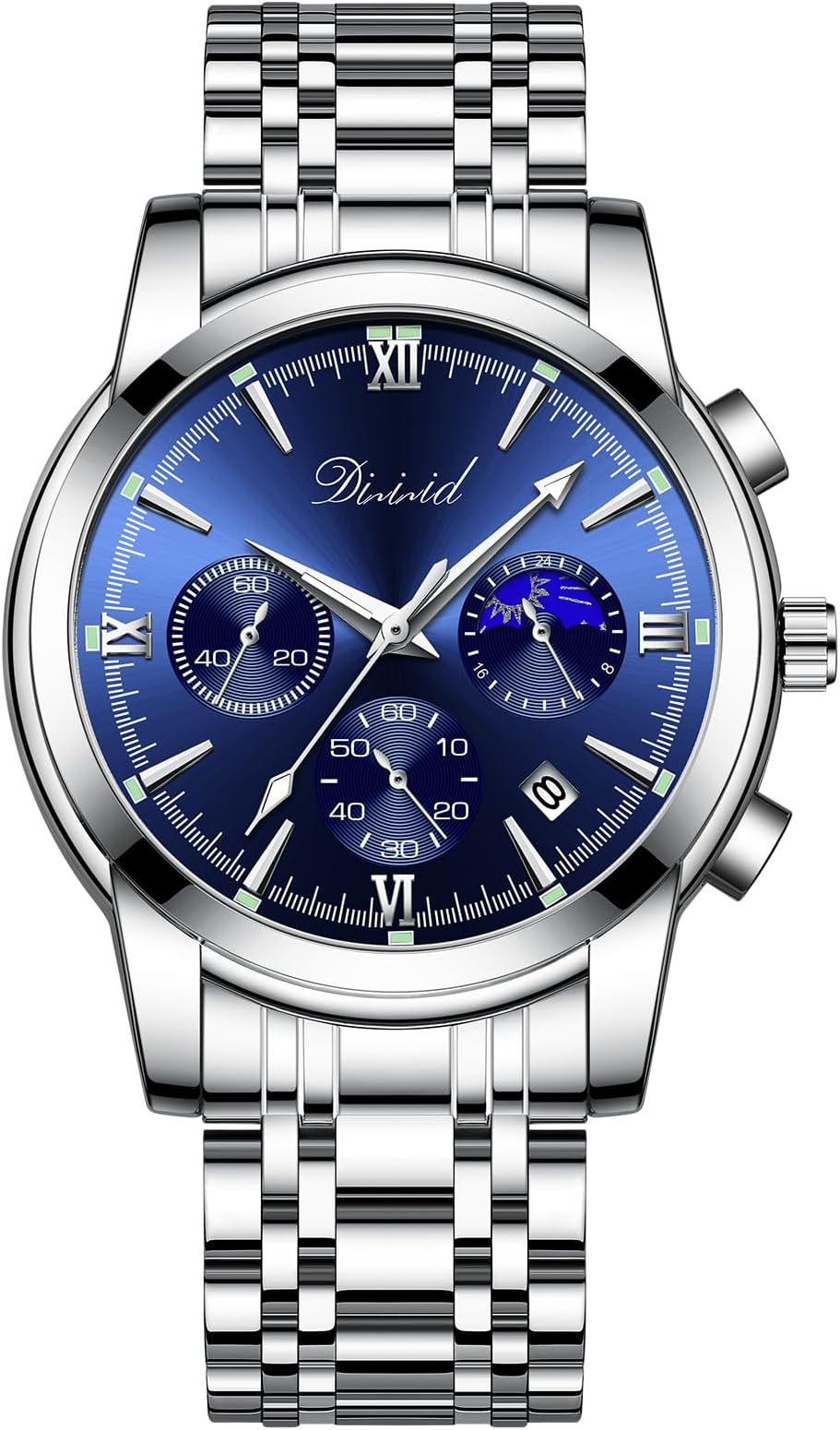 Men's Watch, Quartz Chronograph Watch, Popular, Business, Stylish, Multifunction, Stainless Steel, 3 ATM Waterproof, Date, Luminescent, Chronograph, Wrist Watch for Men, Male, Gift, Present