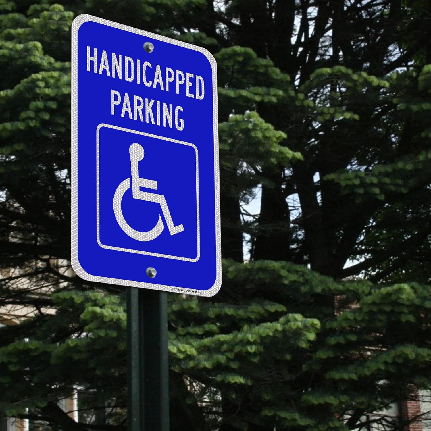 Handicap Parking Sign, 2 Pack Handicapped Parking with Picture of Wheelchair, 18"x 12" Heavy Duty Aluminum Metal, Honeycomb-Like Surface, Engineer Grade Reflective, Rust Free, Waterproof: Industrial & Scientific