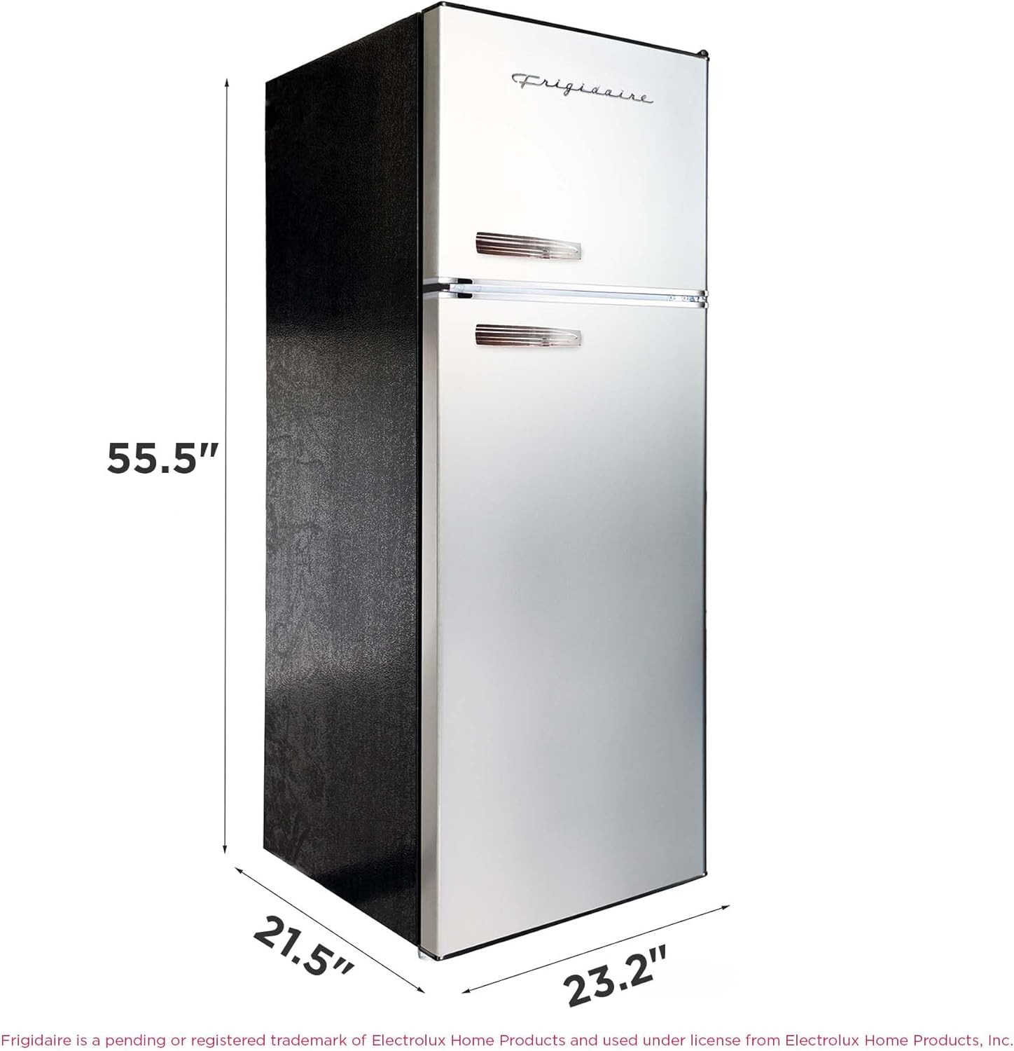 Frigidaire EFR753, 2 Door Apartment Size Refrigerator with Freezer, Retro Chrome Handle, 7.5 cu ft, Platinum Series, Stainless steel, 7.5 Silver Double Door Fridge image 5 of 6 B09DTNMTGV