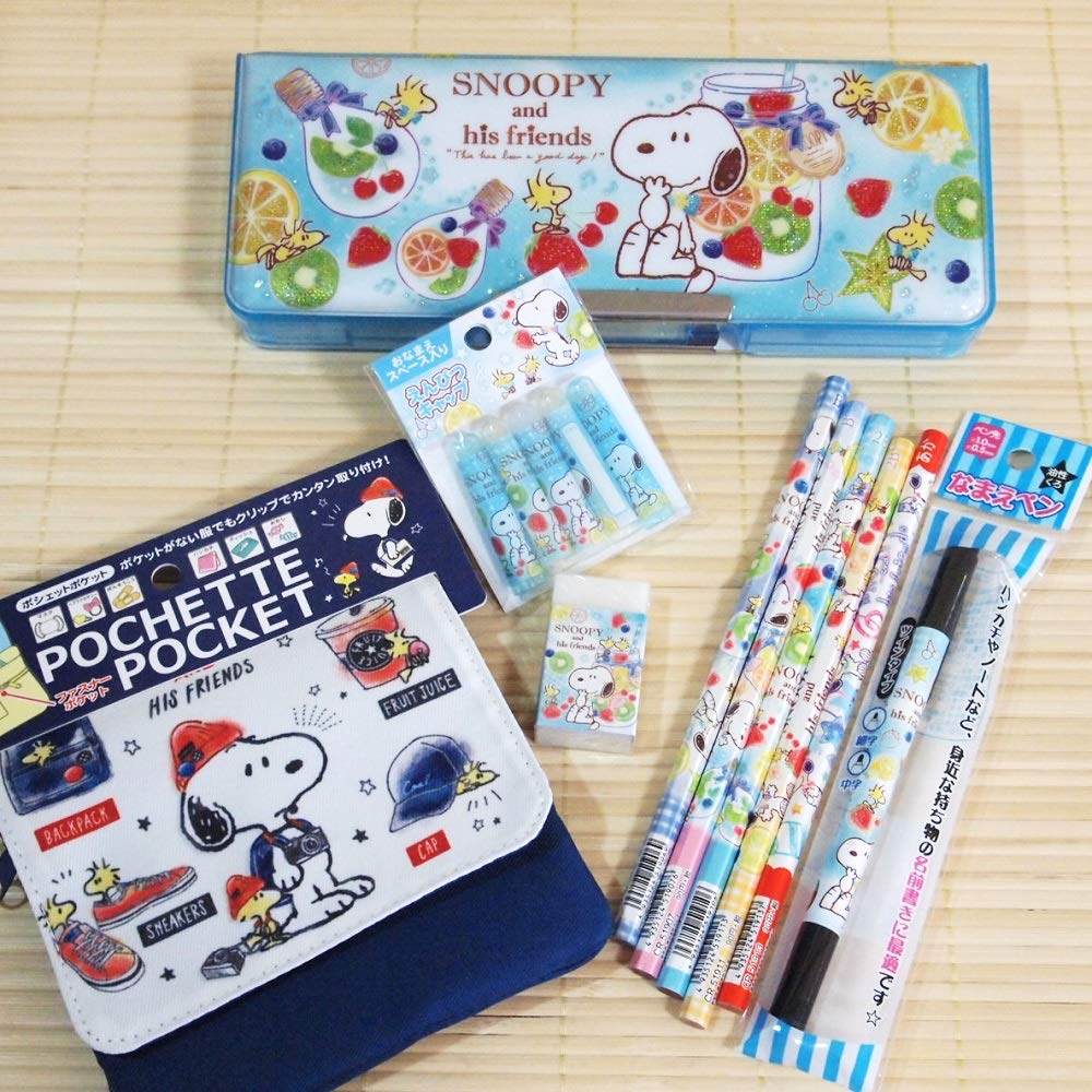 Amazon | スヌーピー文具セット 両面開き筆箱+鉛筆+ポシェットなど10点