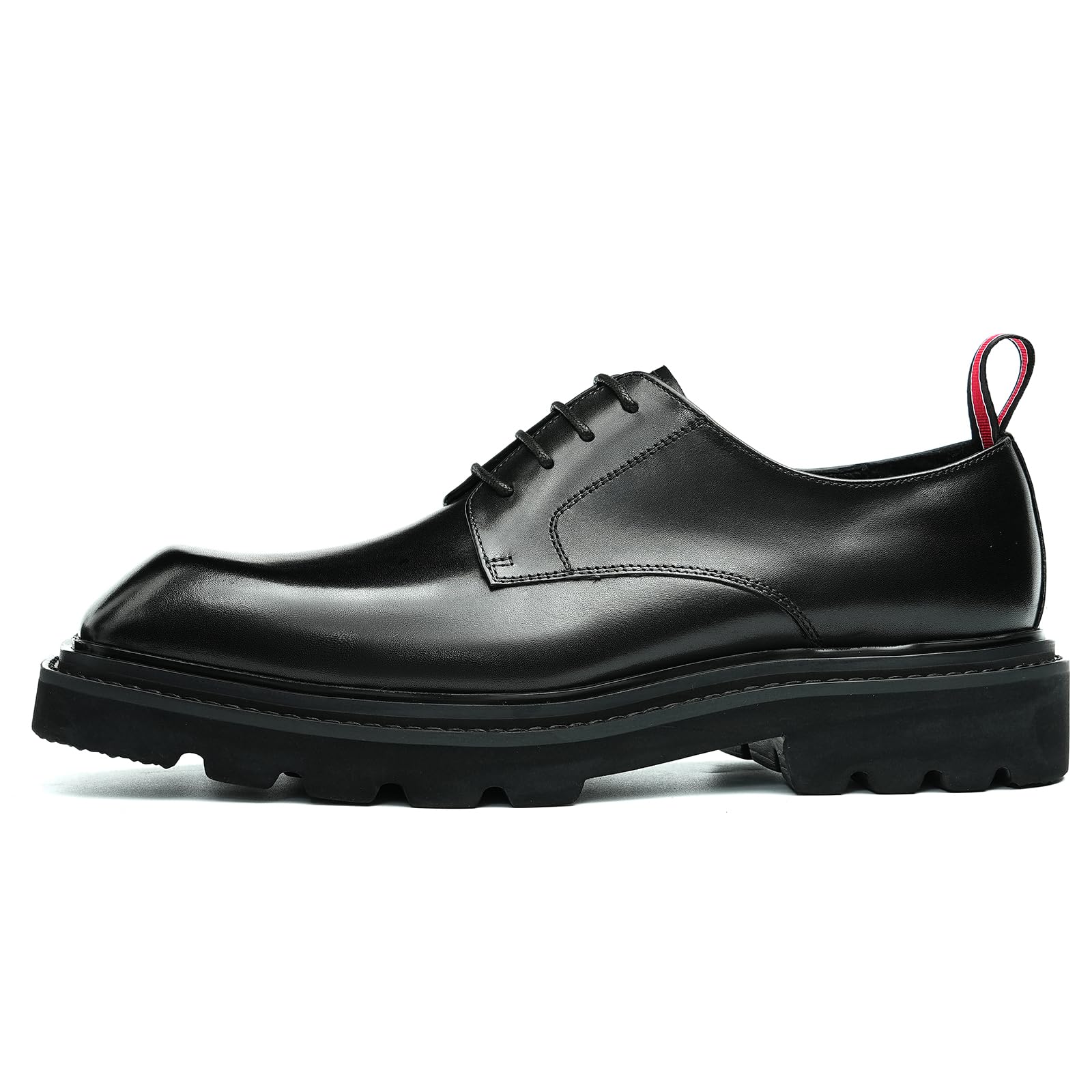 Derbys Punta Quadrata con Suola Spessa da Uomo Scarpe da Abito Affari Casuale
