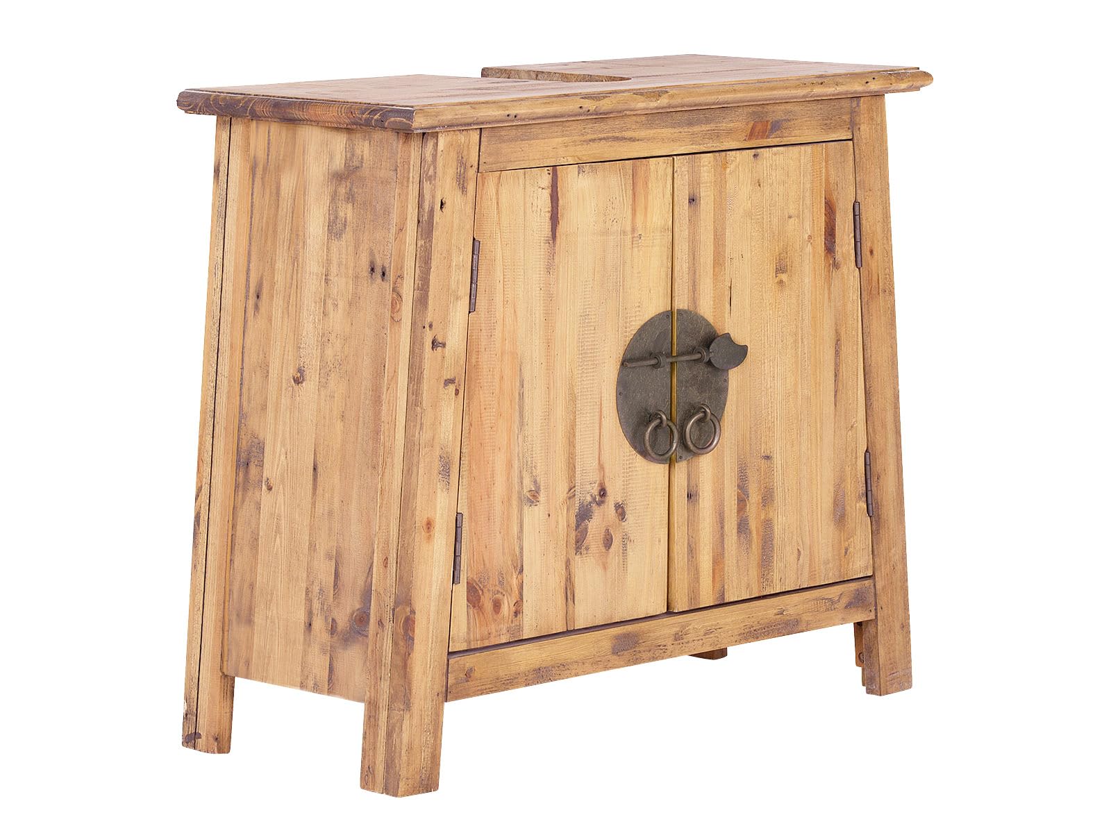 Woodkings Waschbeckenunterschrank Rangun Massivholz Pinie 70x61x32 cm, Waschtischunterschrank Badmöbel Badezimmerschrank Badschrank Bad Unterschrank