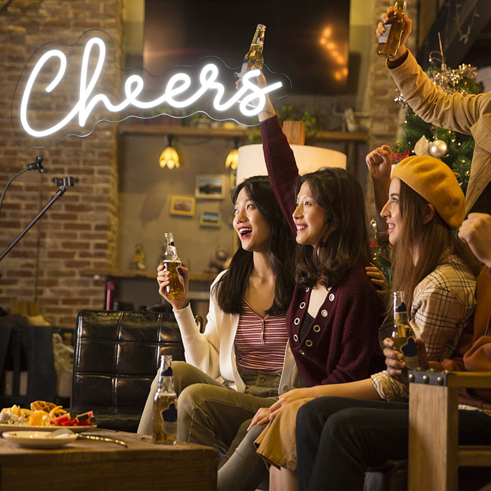 Amazon.co.jp: NBZJ Cheers ネオンサイン 白文字 LED ネオンライト 