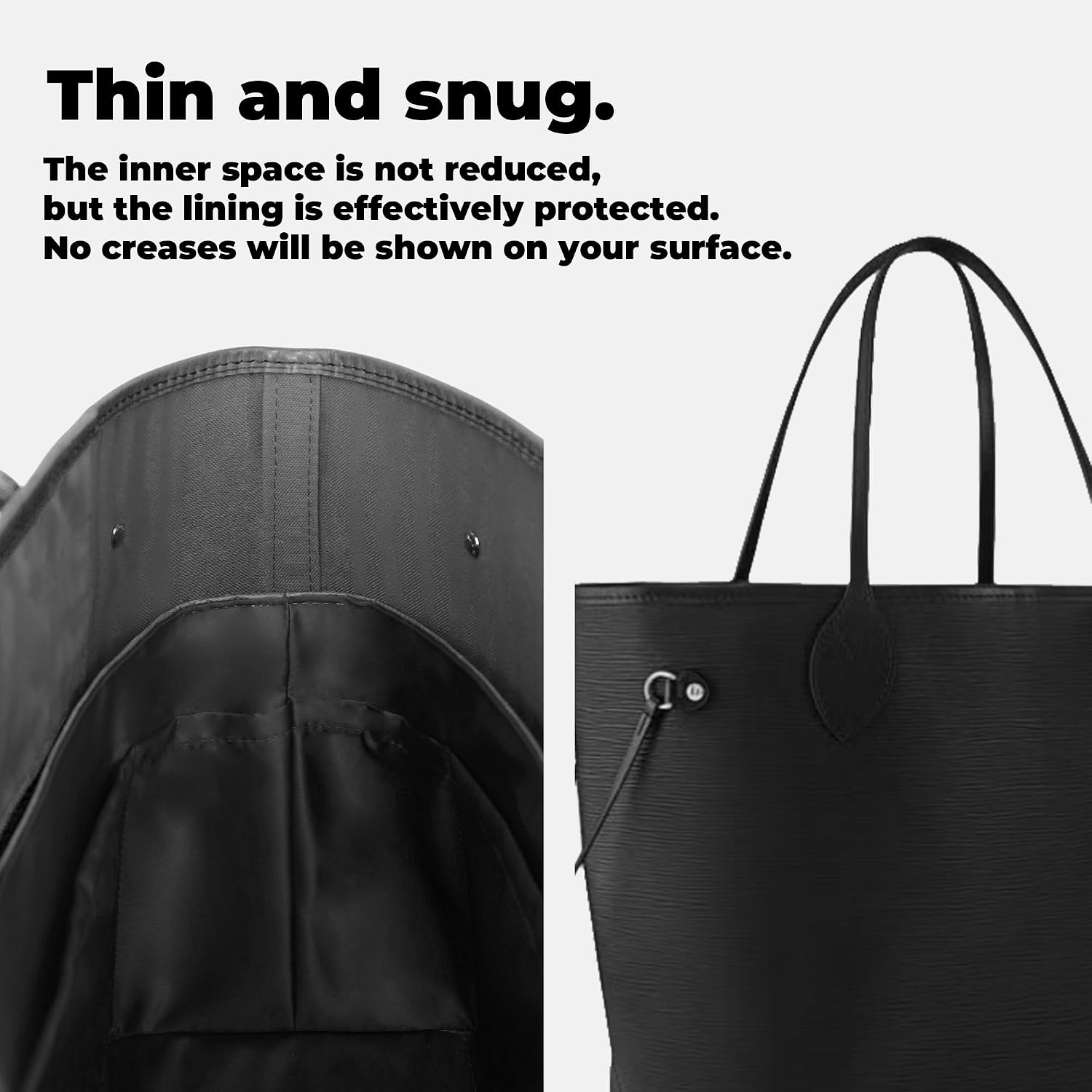 DGAZ Lightweight Purse Organizer Insert for Neverfull Bags,silk and DupontPaper handbag inner for Luxury Bag(MM,Black)