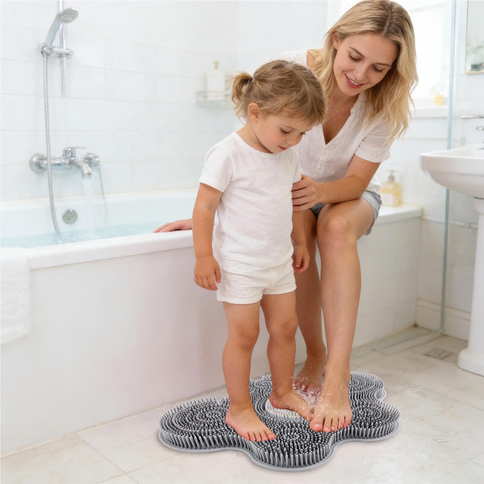 Alfombra Exfoliadora para Pies Almohadilla Antideslizante con Ventosas | Espalda Adhesivo para Pared para Mujeres y Hombres en Baño