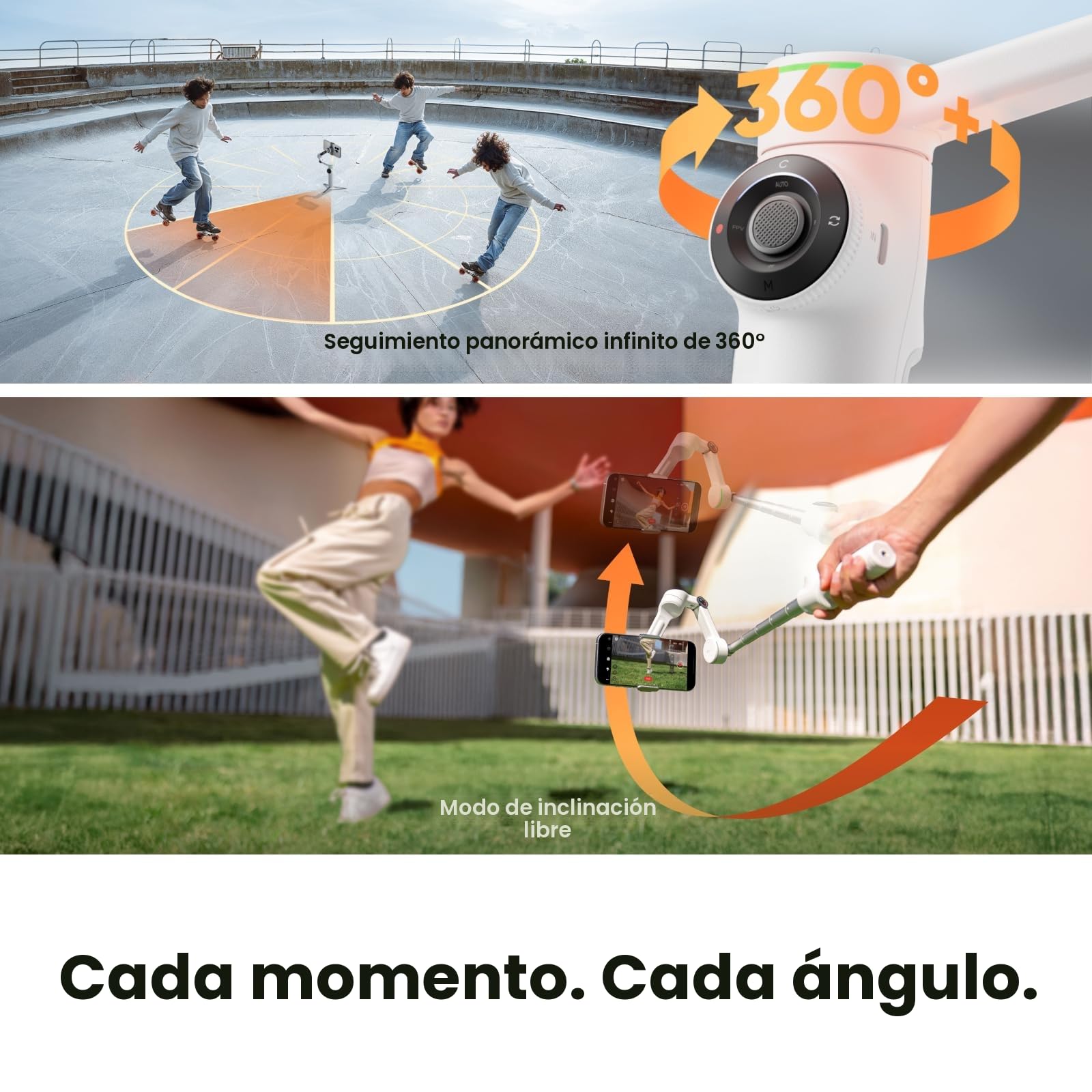 Insta360 Flow 2 Pro Gris - Gimbal para teléfonos con IA con Apple DockKit, seguimiento panorámico de 360º, inclinación libre, trípode/selfie stick integrado y estabilizador portátil para vlogs/viajes.