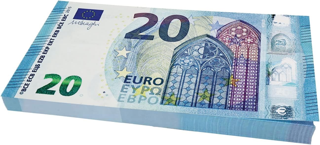 Cash 100 x โฌ 20 Euro Money to Play (75% Reduced Size Compared to The Real Ones)