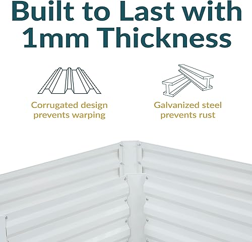 Miniatura 231 de Sunnydaze Cama de jardín de metal elevada de 11.75 pulgadas de alto, cama de jardín elevada galvanizada para exteriores para verduras y flores