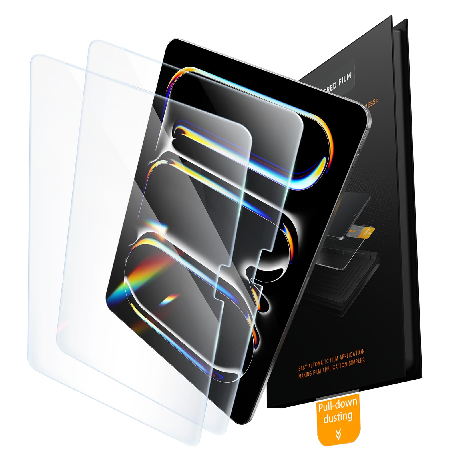 JKSML 2-Pack Screen Protector for iPad Pro 11 Inch M5/M4 (2025/2024), Tempered Glass UltraFit Tray for Easy Installation, Case Friendly, Bubble-Free, Face ID &amp; Apple Pencil Support