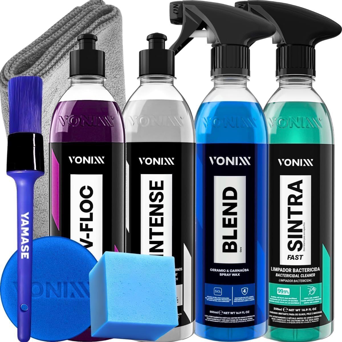 Produto para Lavagem Automotiva Carro Moto V-Floc Blend Spray Sintra Fast Intense Pano Aplicador Pincel