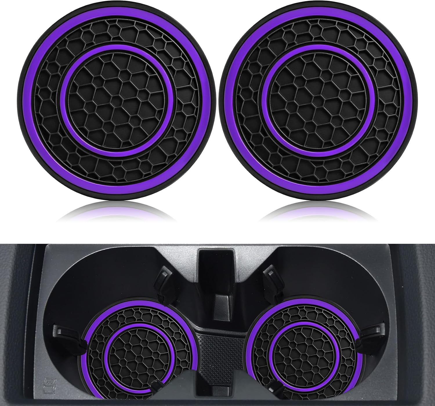 2PCS Car Cup Coasters, Cup Holder Coasters for Car, 2.75 Inch Dustproof Insert Automotive Interior Accessories Mat, Honeycomb Mesh Non-Slip Car Cup Coasters Fit for Most Car SUV Truck