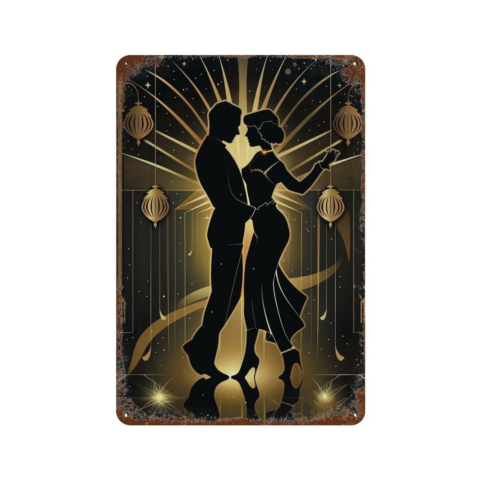 YHGERTKU 1920s Charleston Dancers 04 Wall Art Retro Iron Vintage Metal Tin Sign Poster Modern Decor for Living Rooms Gift 30x20cm