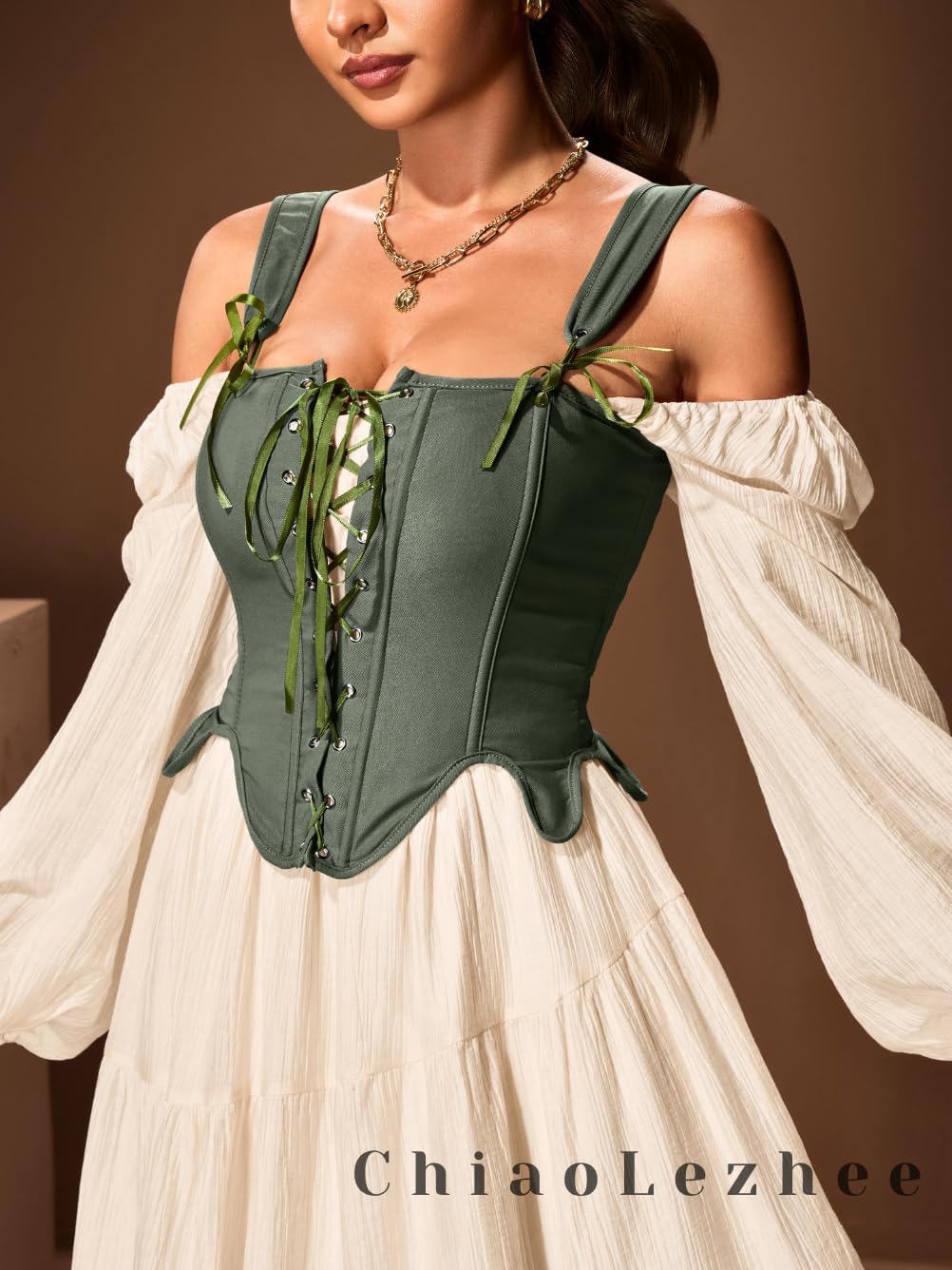 Women's Vintage Corset Top (Size 2-28), Stretchy Plain Lace-Up Bustier for Ren Faire & Casual Outfits - Image 7