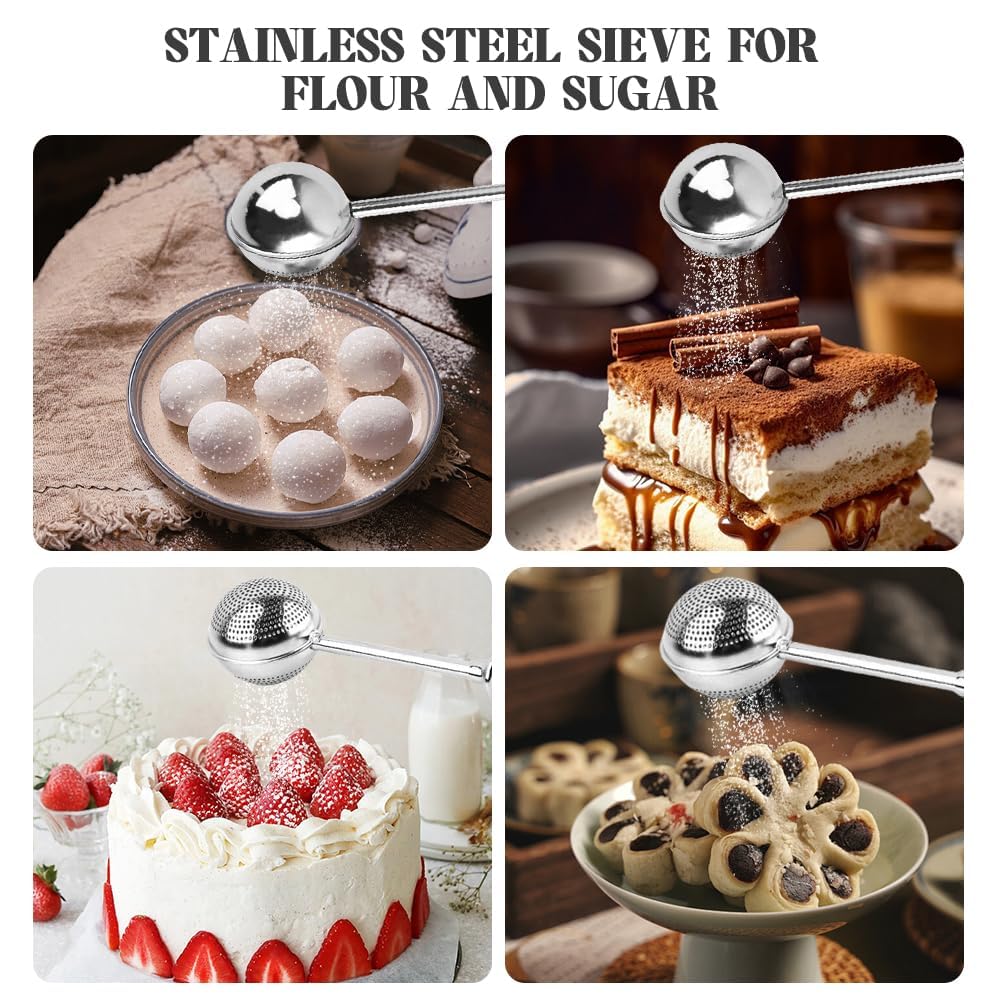 2 Piezas Infusor de Té en Acero Inoxidable Bola de Té con Mango Ergonómico para Hierbas y Especias Incluye 2 Cepillos de Limpieza Ideal para Té Suelto (1)