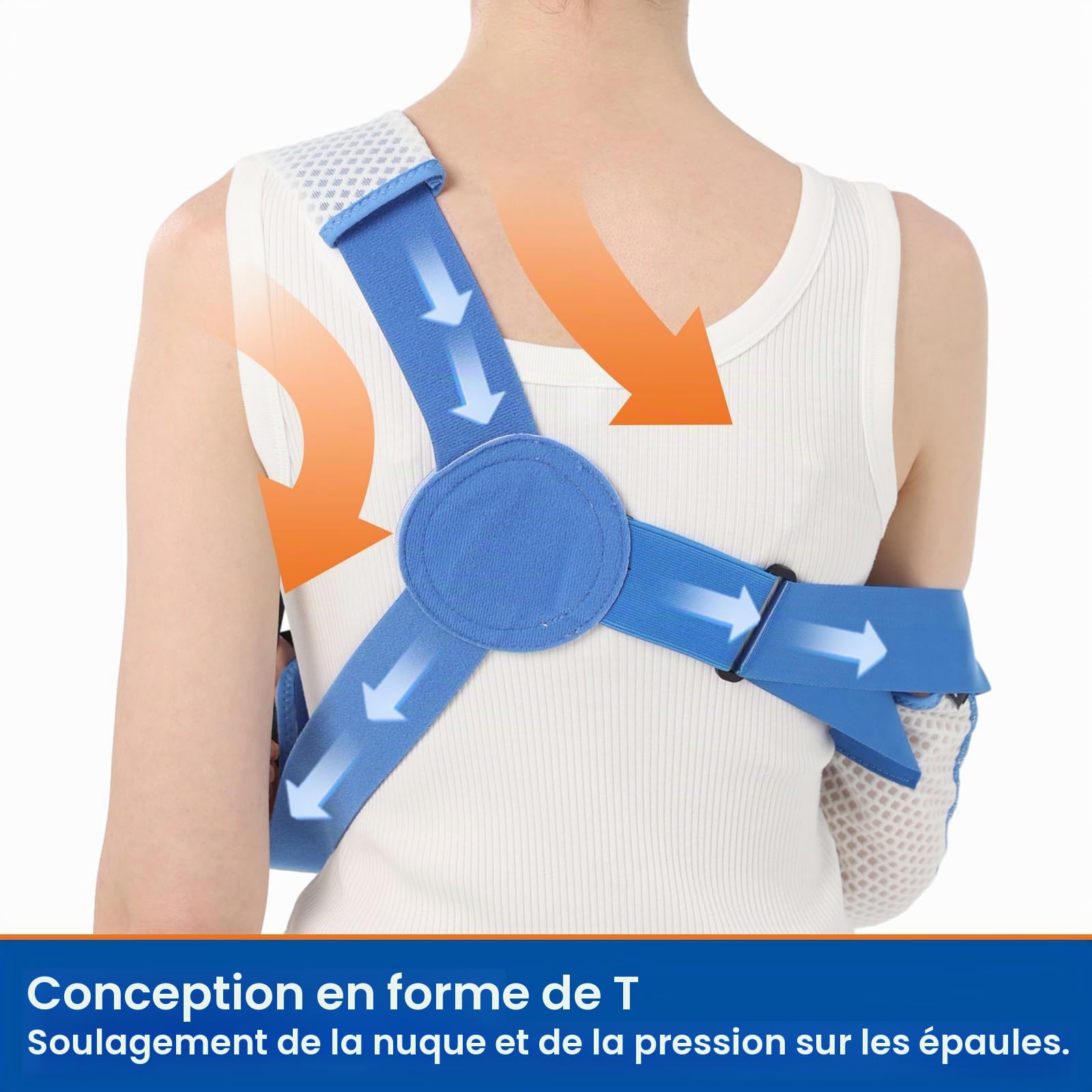 Écharpe de bras pour blessures à l'épaule avec ceinture de taille, pince d'immobilisation pour le sommeil, coiffe des rotateurs (Bras droit, S)