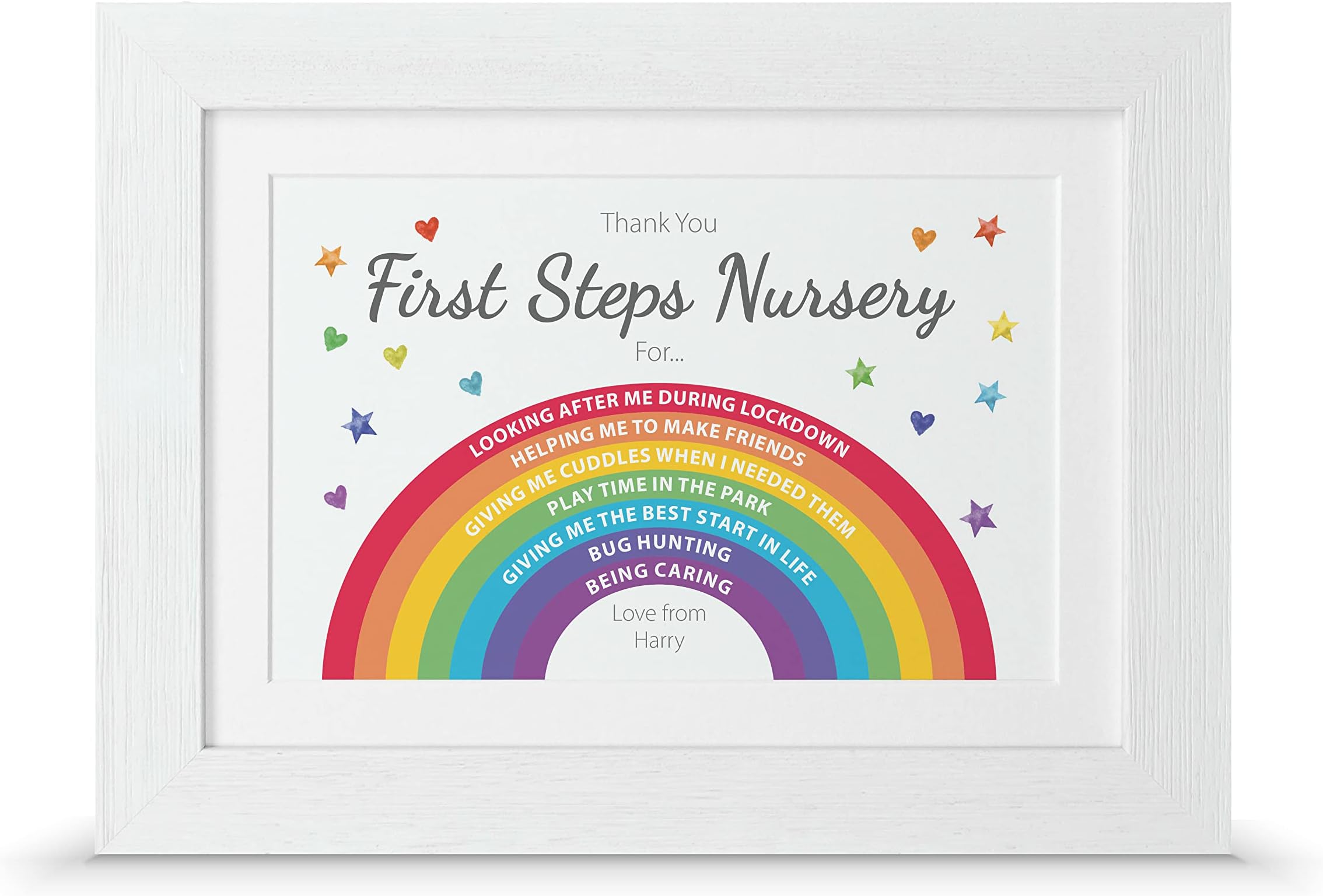 Thank you teacher present | Personalised end of term leaving gift (A4-30x21cm, Print & Premium Frame)