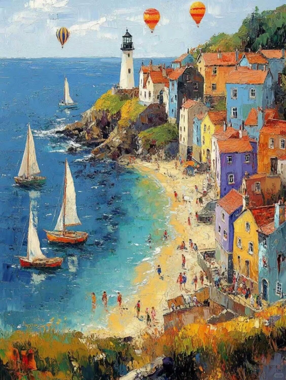 Rqwybcaxn Bead Cross Stitch Kits Seaside House 40x50cm