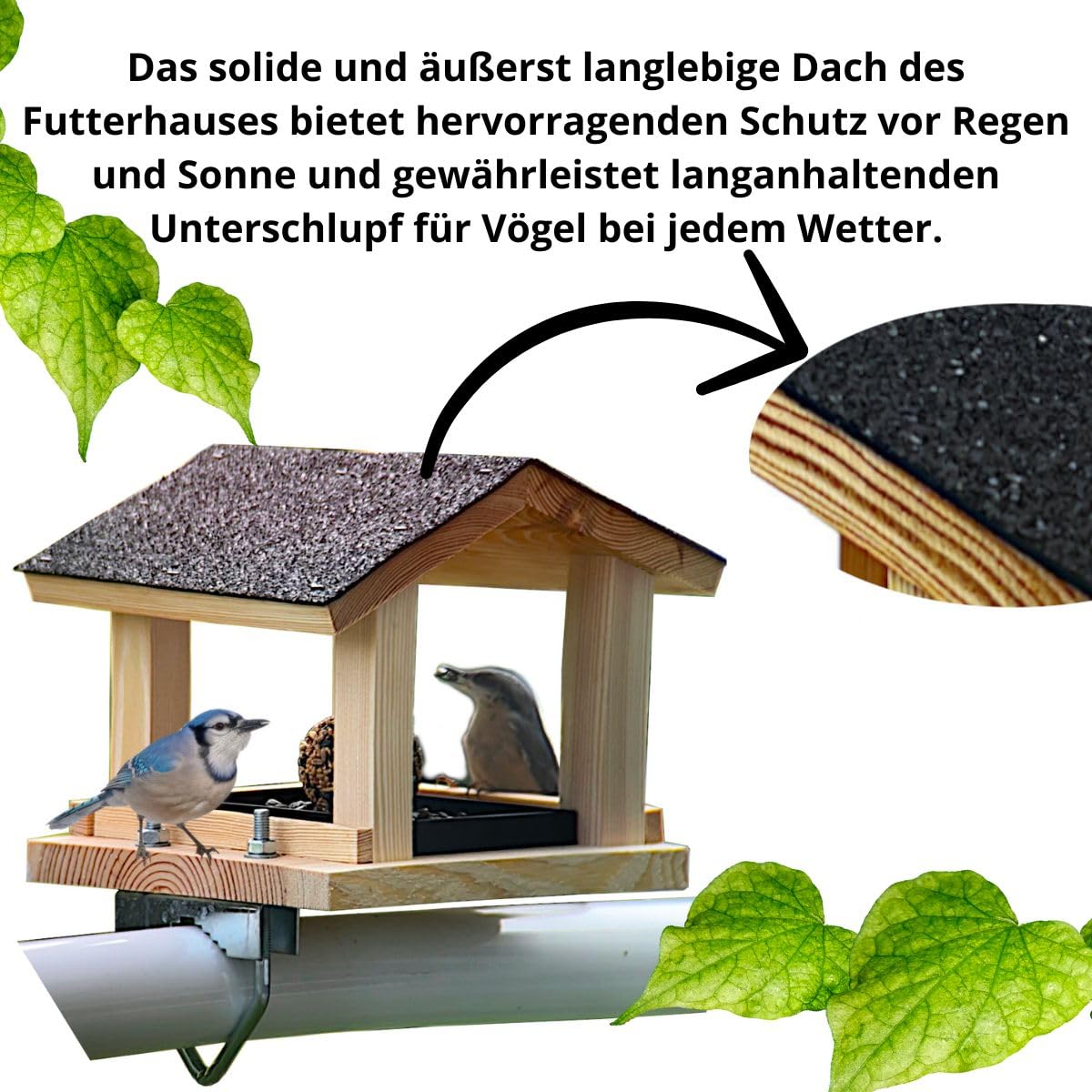 STAFECO Handmade Garden Bird Feeder, Weatherproof, with Balcony Bracket (30-60 mm) - Image 2