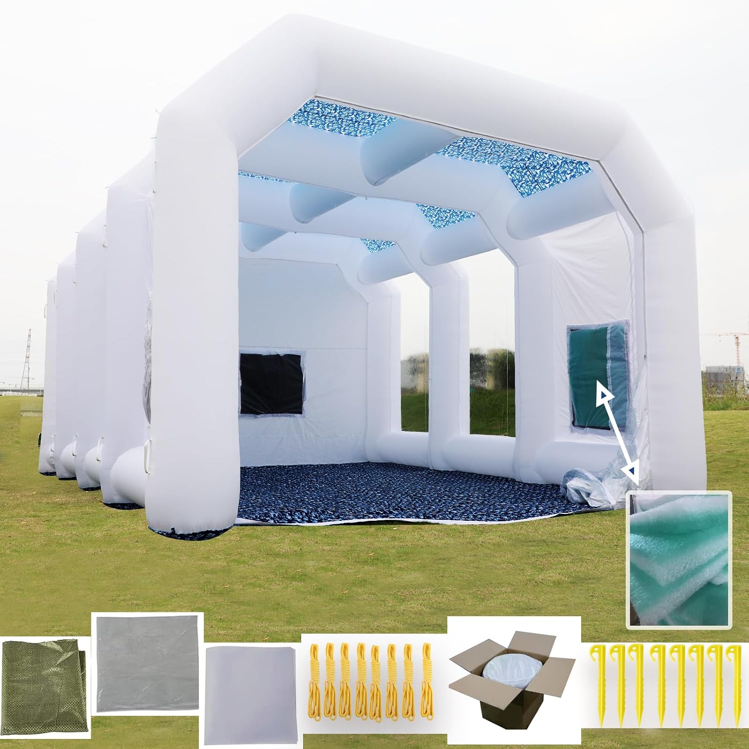 Inflatable Paint Booth(30x20x13ft) 3 Blowers Portable Car Paint Booth with Filter System for Professional Automotive Workstations Paint Booths
