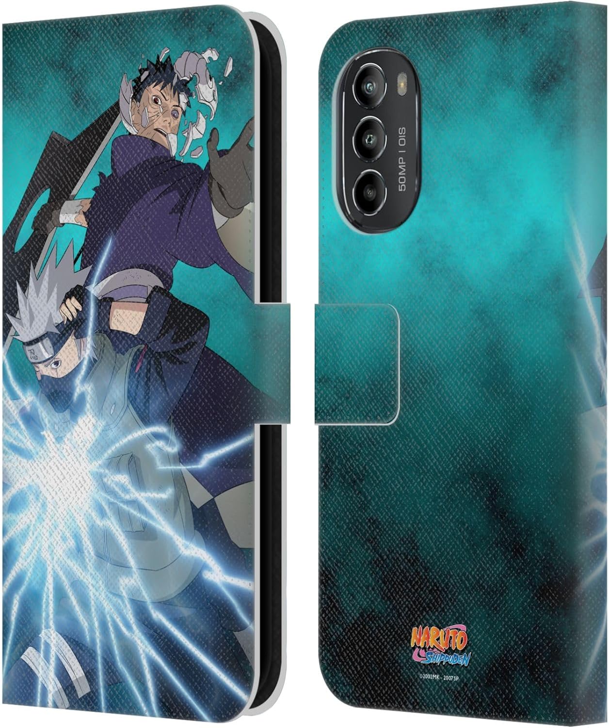 Head Case Designs Officially Licensed Naruto Shippuden Obito and Kakashi Key Art Leather Wallet Case Compatible with Motorola Moto G82 5G