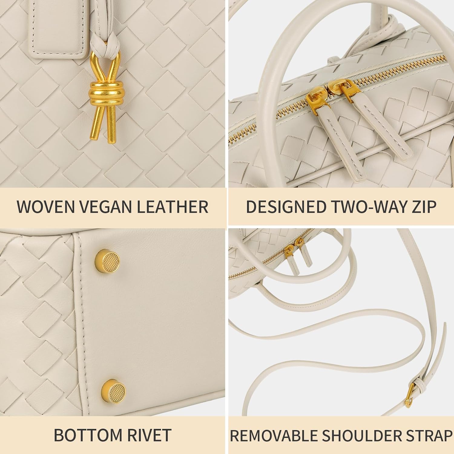 Women's Handmade Woven Top-handle Bag Fashion Leather Shoulder Handbag Crossbody Purse Woven Purse for Women - Image 7