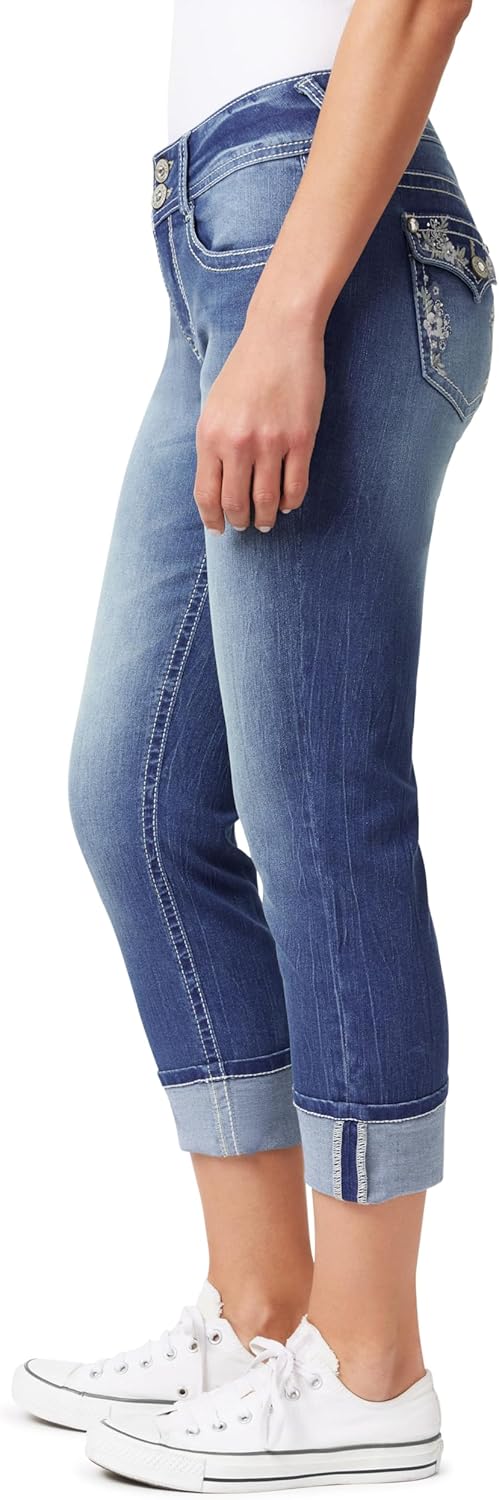 WallFlower Womens Luscious Curvy 23.5" Crop Mid-Rise Bling Insta Stretch Juniors (Standard and Plus) - Image 3