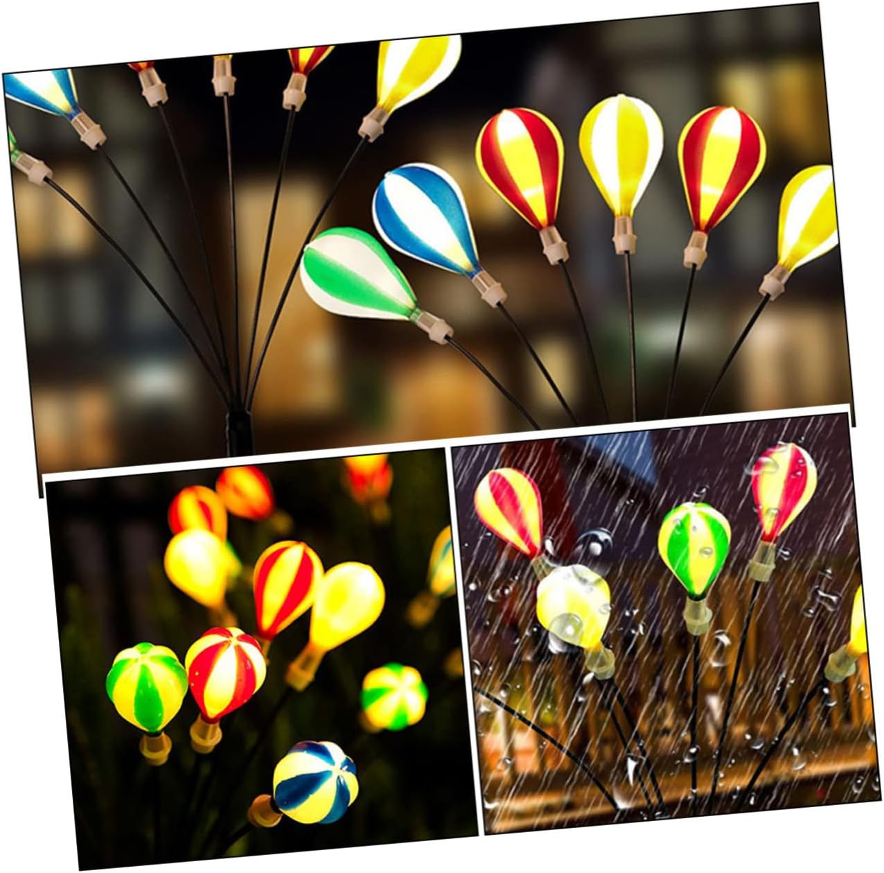VANZACK Solar-Powered Garden Lights 2 Pack Air Balloon Shape Decorative Stake Lights Led for Outdoor Yard Decorations Automatic Night Lighting Energy-Saving