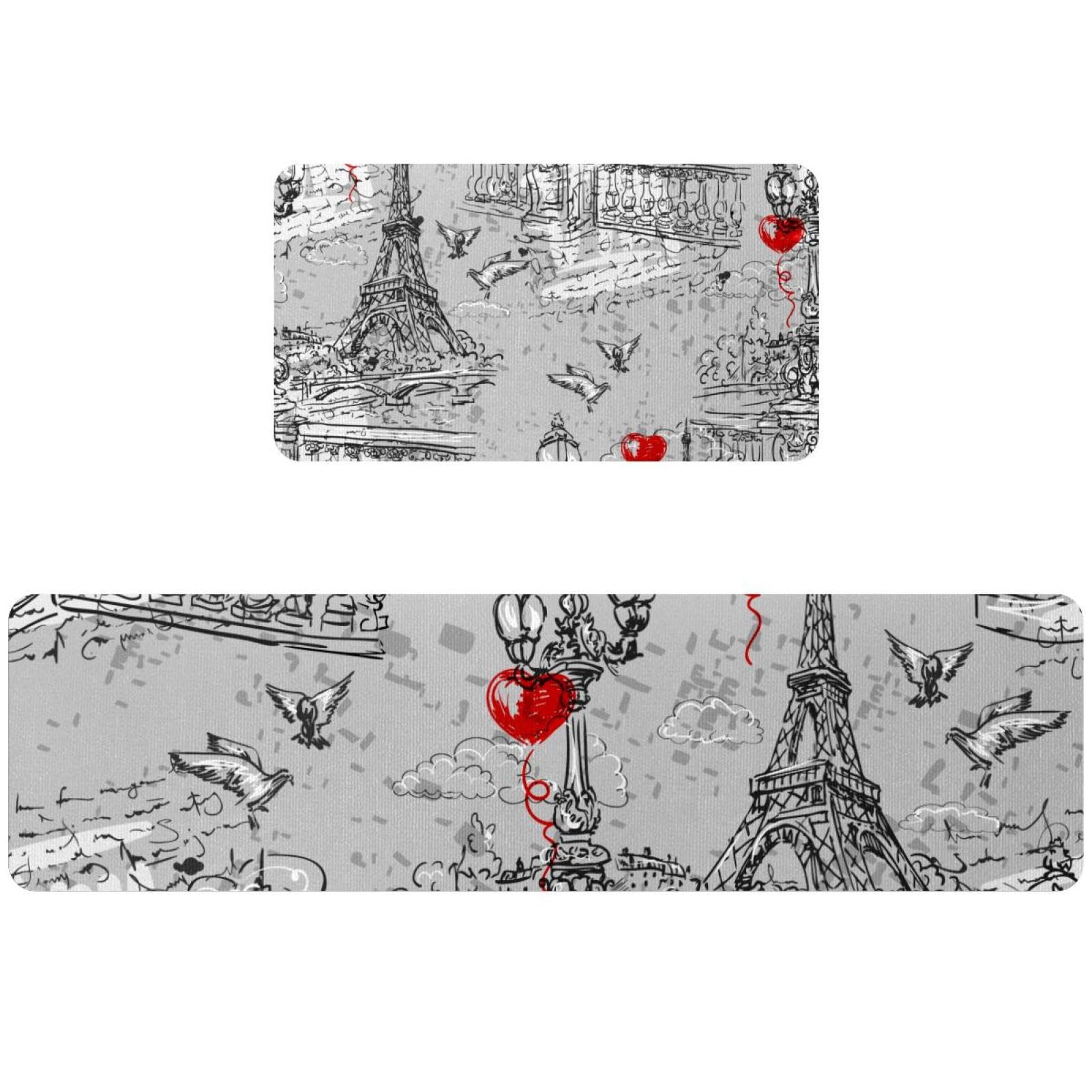 Tapis de cuisine absorbants et lavables Paris lot de 2 antidérapants
