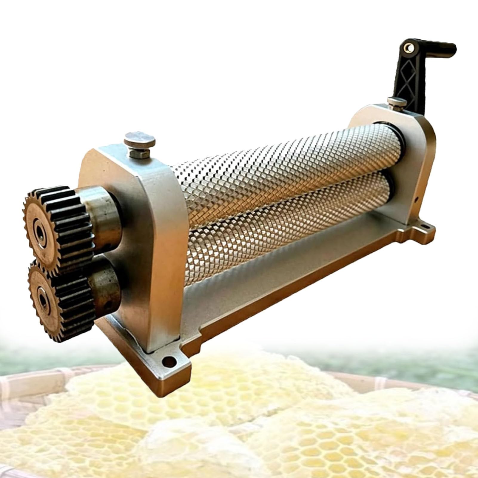 Pfps Manual Beeswax Comb Foundation Roller Mill Machine, 280mm Bee Wax Sheet Roller with 4.9/5.1/5.4mm Cell Sizes, Aluminum Alloy Honeycomb Stamper for Beekeeping Hive Tools 5.4mm