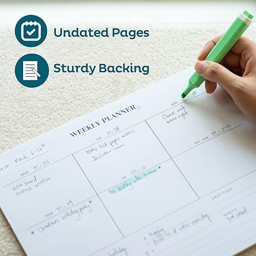 Miniatura 6 de Nook Theory Planificador semanal de tareas de 8.5 x 11 pulgadas, 52 páginas sin fecha, bloc de notas de lista de tareas pendientes para todo el año,