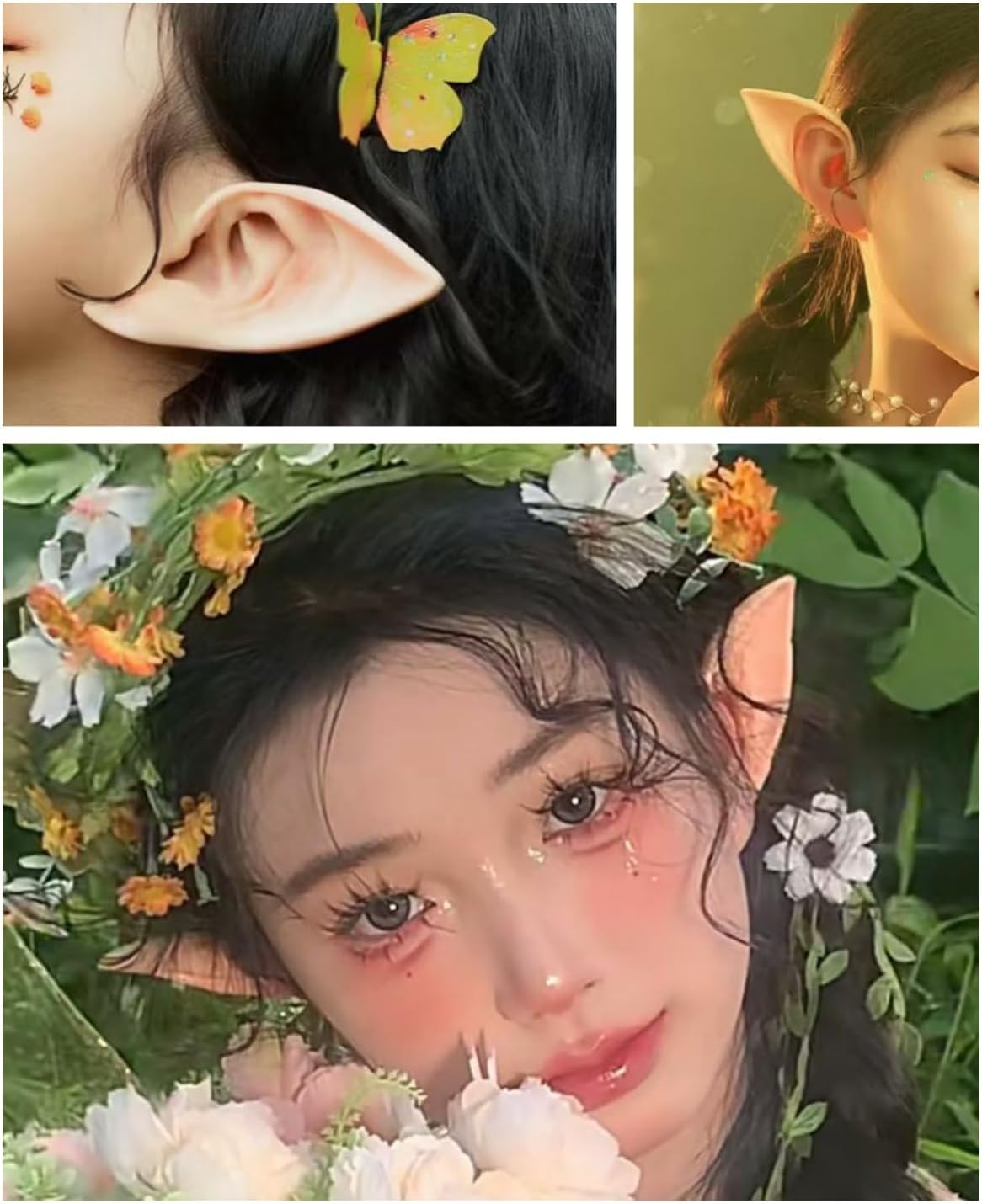 9 Pairs 3 Styles Cosplay Fairy Pixie Elf Ears Soft Fairy Ears for Cosplay Halloween Party Festival Costume - Image 6