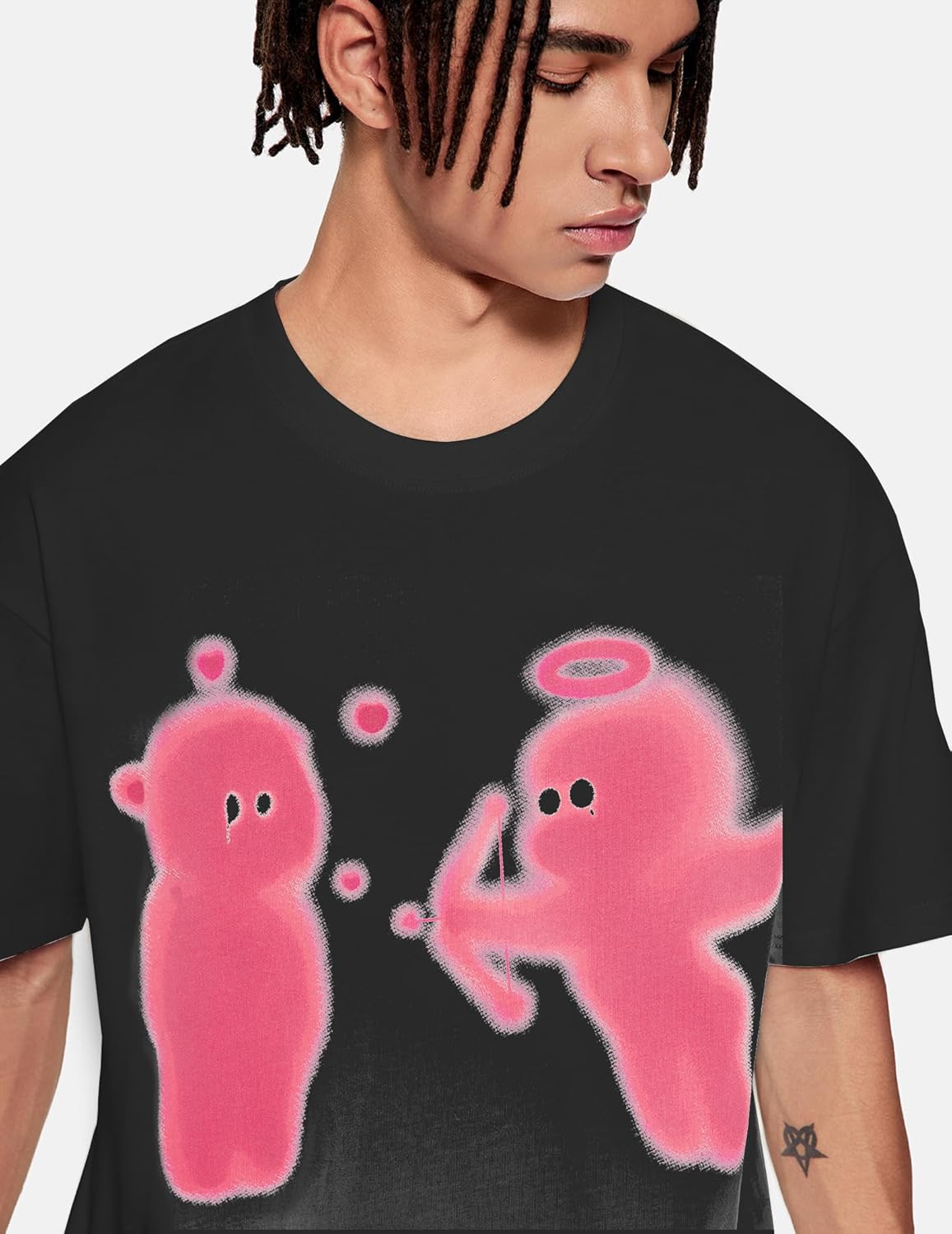 Vamtac Mens Oversized Graphic Tees Y2k Vintage Cupid’s Love Arrow Short Sleeve Streetwear Tops Tshirt - Image 3