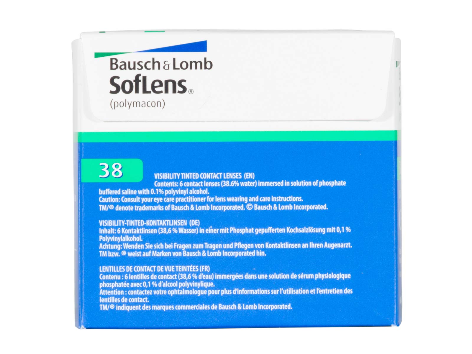 SofLens 38 BAUSCH + LOMB lentillas mensuales esféricas, 6 unidades / 8.7 BC / 14.00 DIA / -02,00